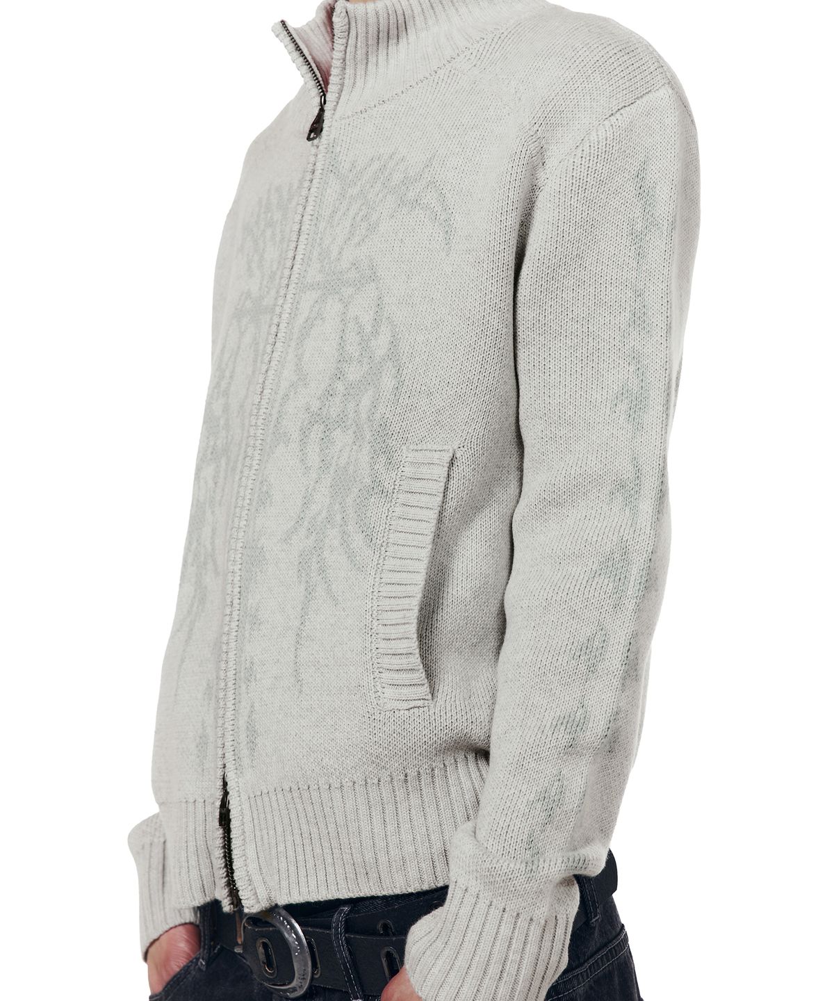 아캄(AAKAM) Gothic Jacquard Knit Zip-Up (Gray)