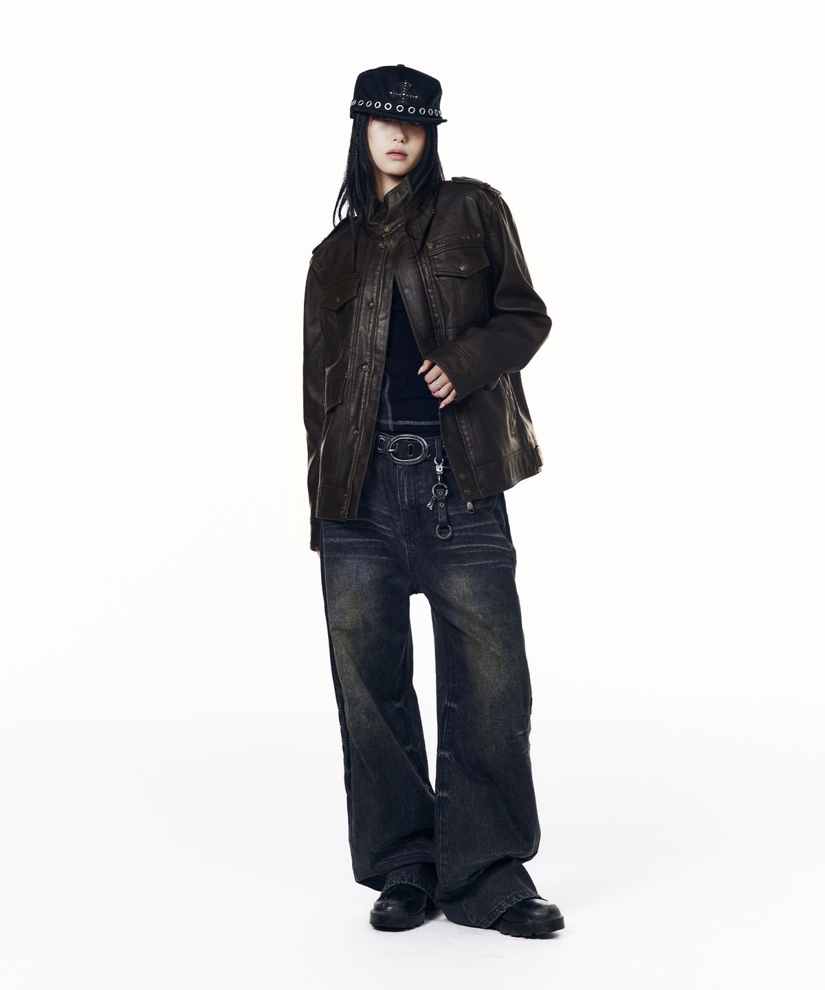 아캄(AAKAM) Utility Leather Field Jacket (Brown)
