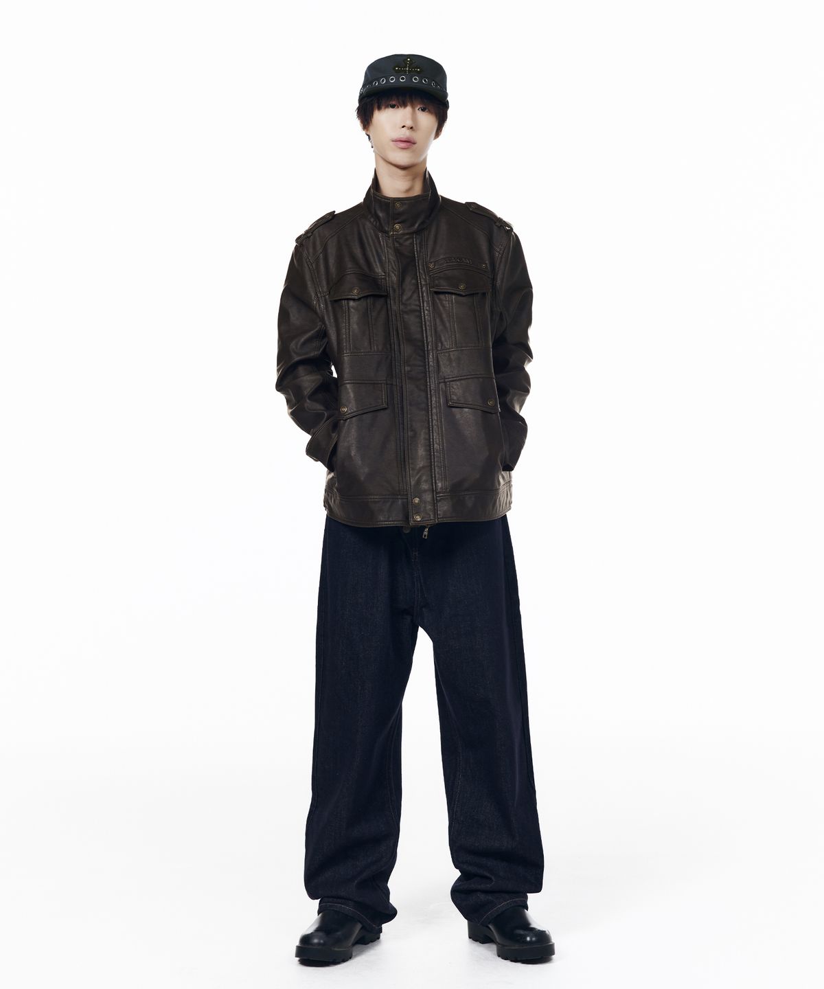 아캄(AAKAM) Utility Leather Field Jacket (Brown)
