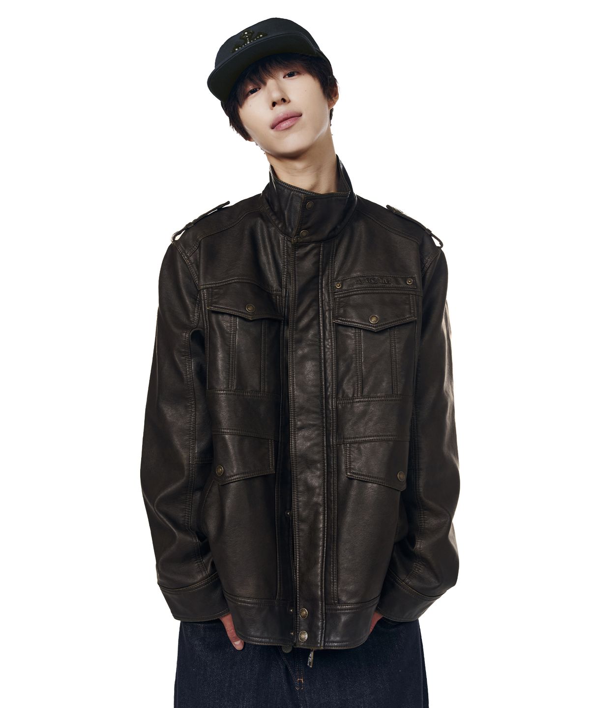 아캄(AAKAM) Utility Leather Field Jacket (Brown)