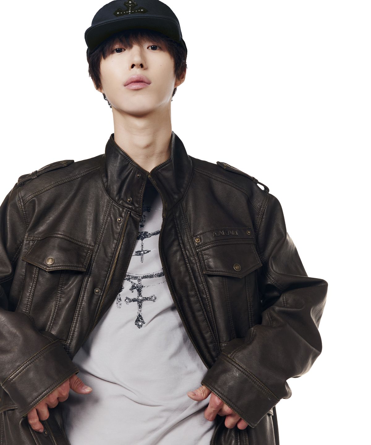 아캄(AAKAM) Utility Leather Field Jacket (Brown)