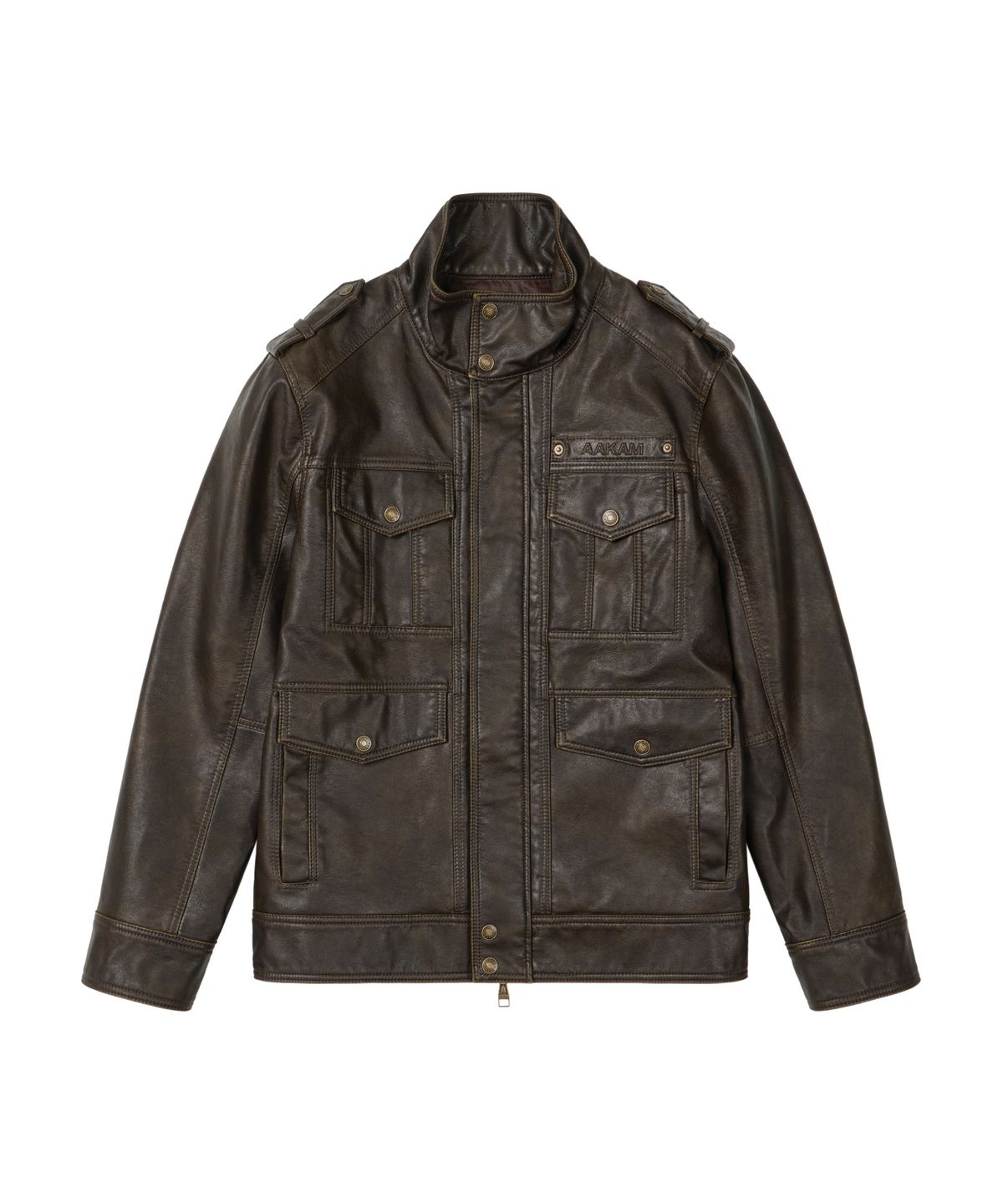 아캄(AAKAM) Utility Leather Field Jacket (Brown)
