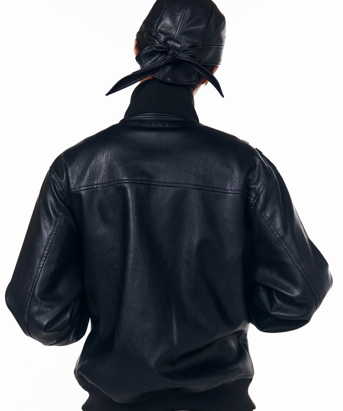 아캄(AAKAM) High Neck Flight Leather Jacket (Black)