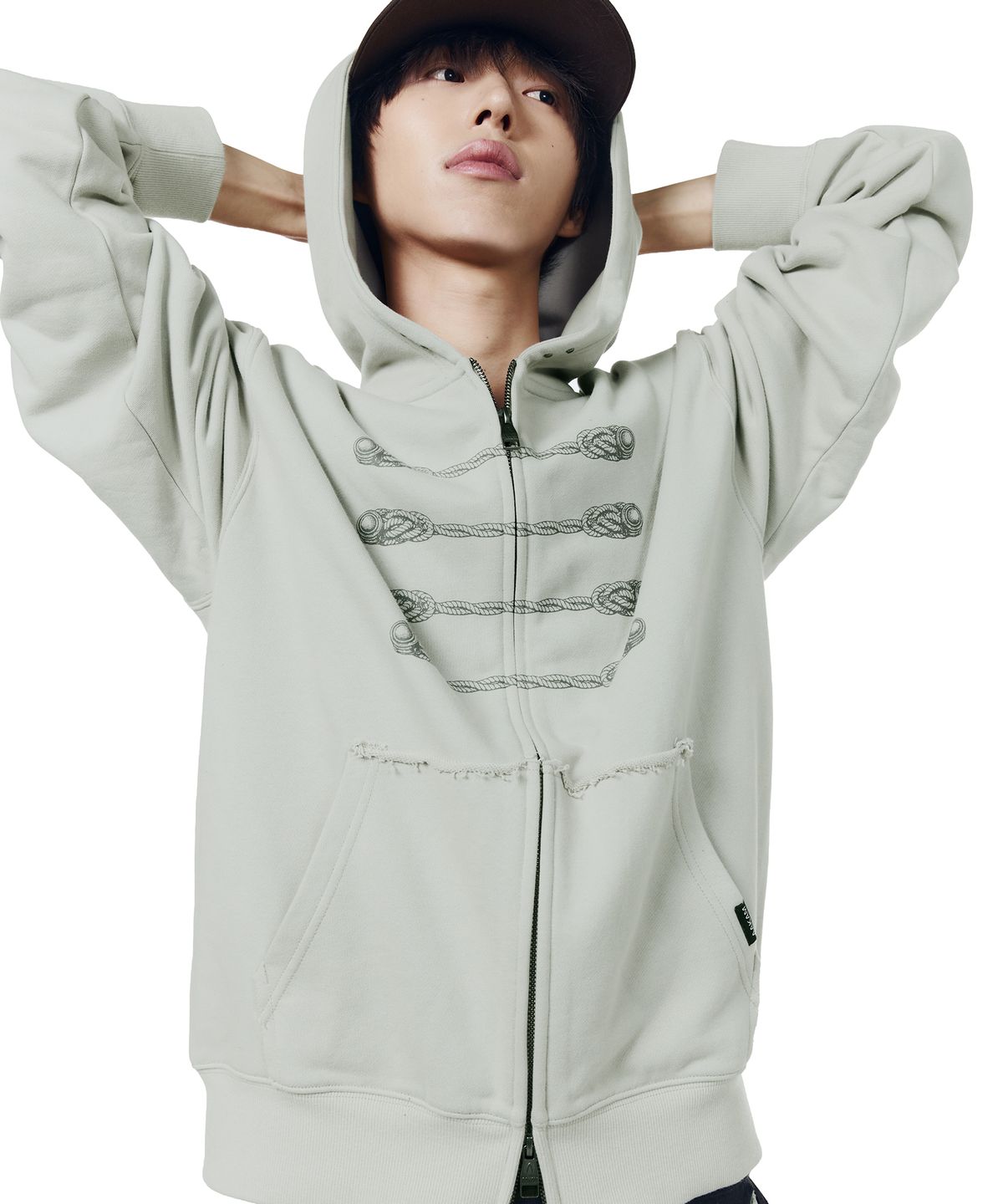 아캄(AAKAM) Napoleon Printed Zip-Up Hoodie (Mint)