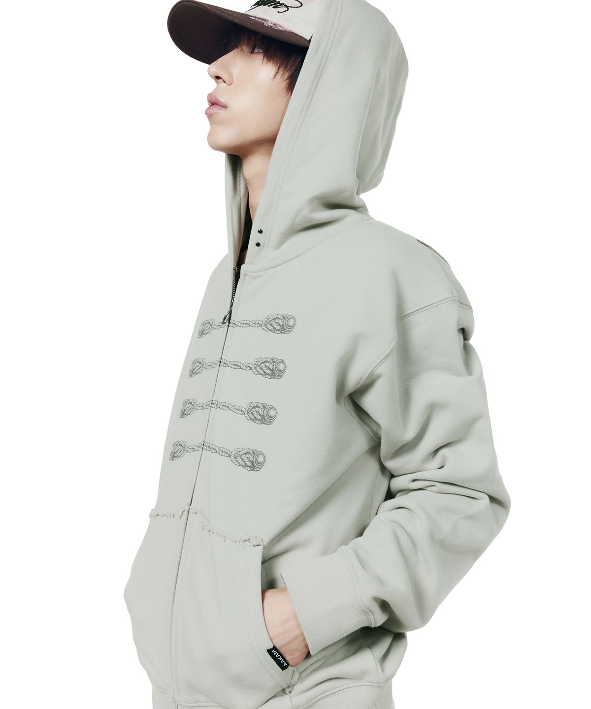 아캄(AAKAM) Napoleon Printed Zip-Up Hoodie (Mint)