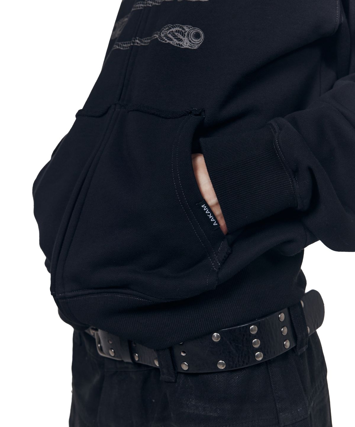 아캄(AAKAM) Napoleon Printed Zip-Up Hoodie (Black)