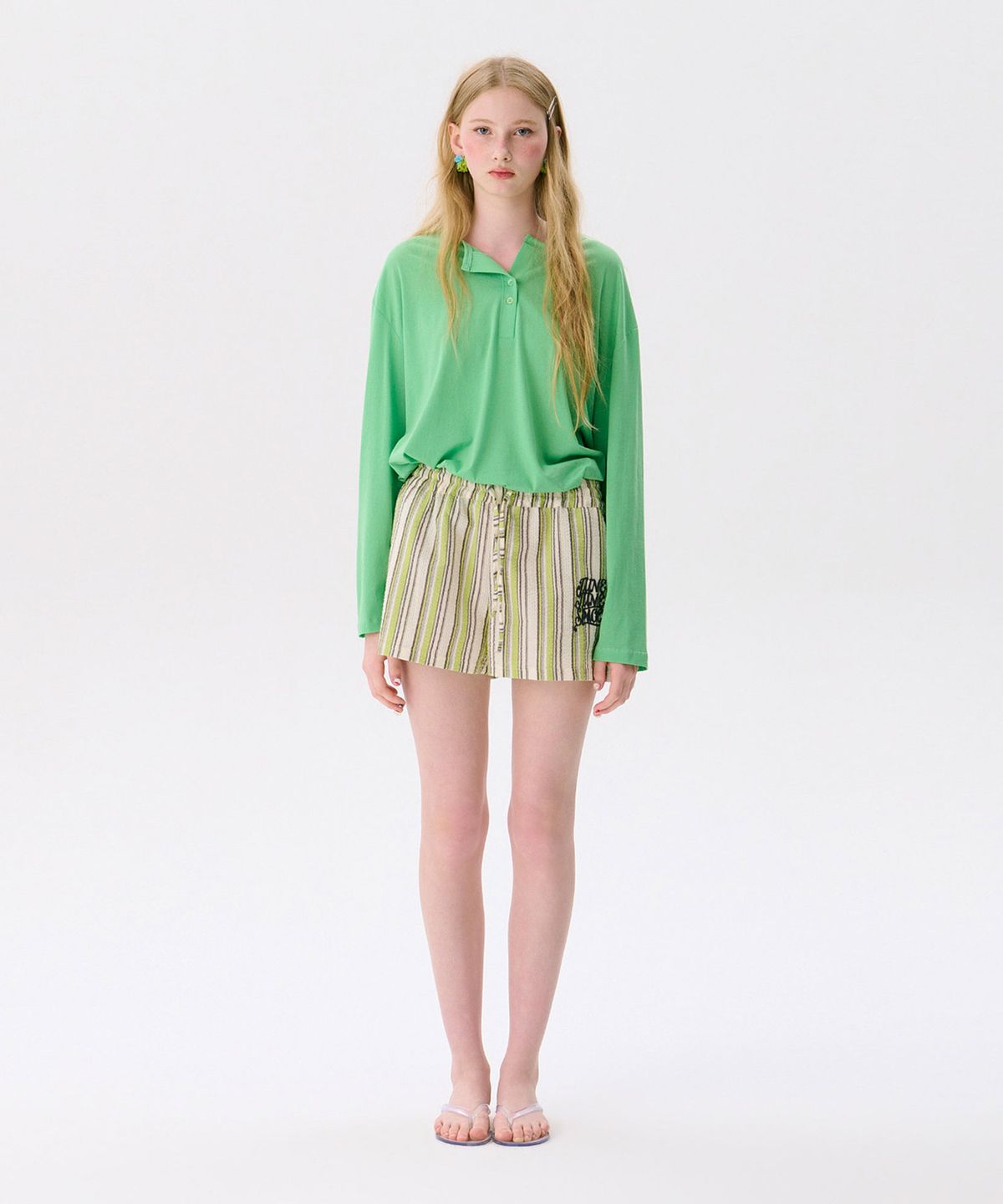 준준스페이스(JUNEJUNE SPACE) Seersucker Shorts_Green(시어서커 반바지_그린)