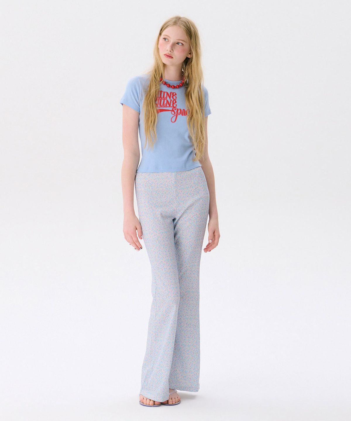 준준스페이스(JUNEJUNE SPACE) Floral Bootcut Pants_White(꽃무늬 부츠컷 팬츠_화이트)