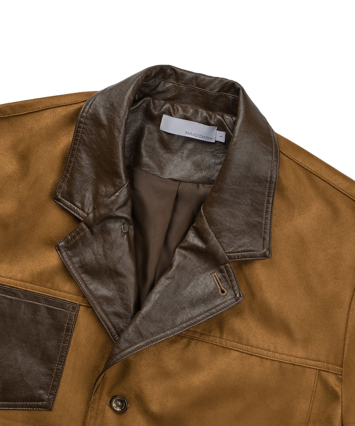 패러다임 필름(PARADIGMFILM) [Ep.03] 믹스드 스웨이드 크롭 블레이저 (카멜)