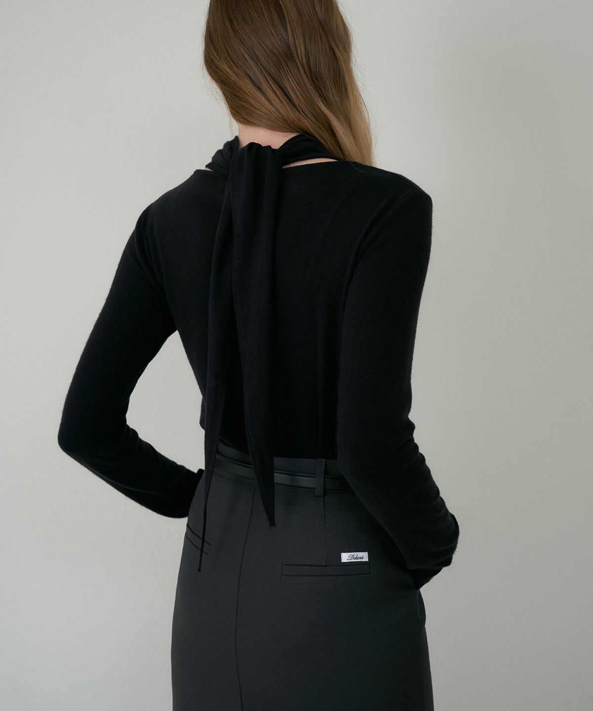드헤베(DEHEVE) Wool Slim Long Skirt [Charcoal]