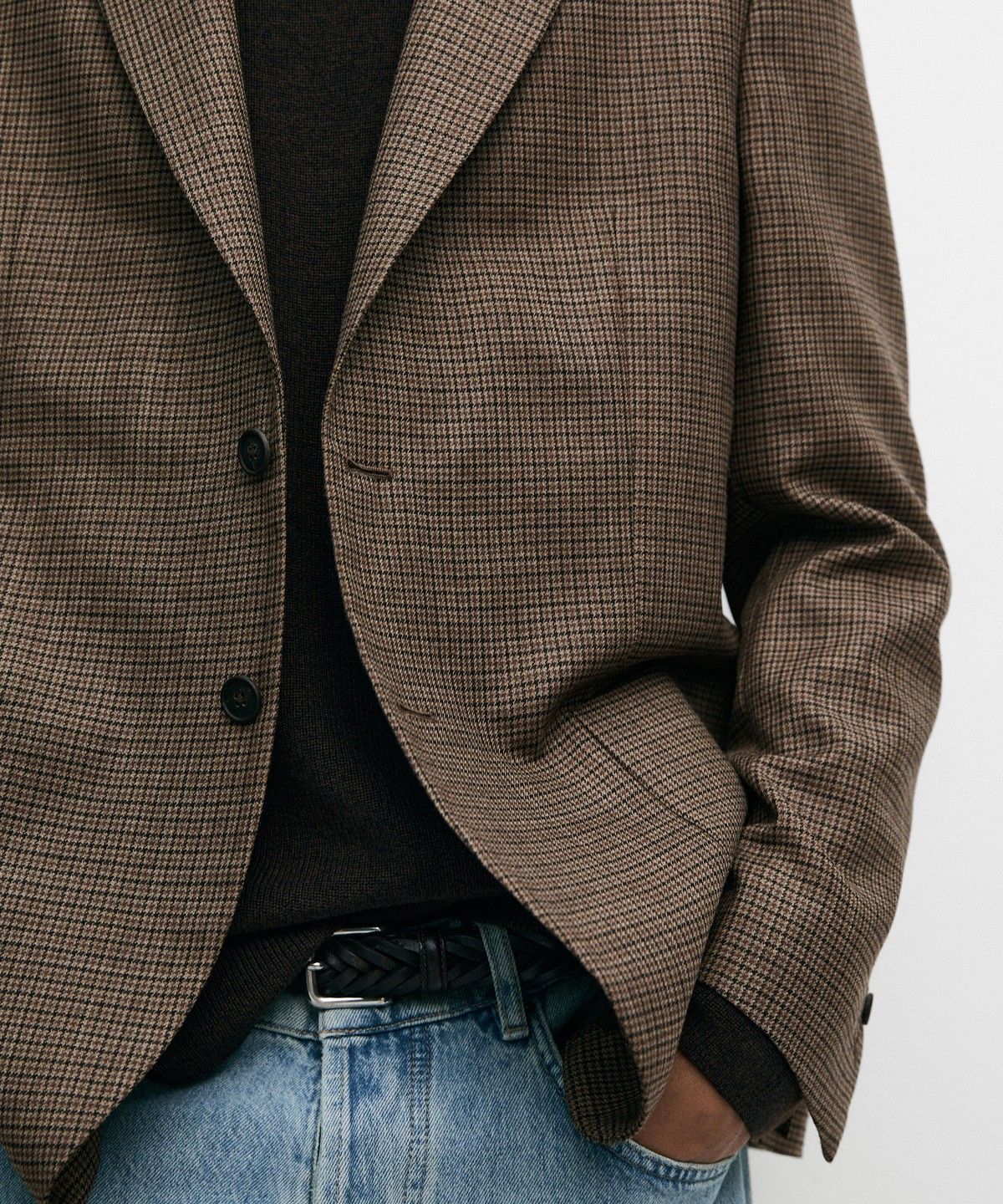 마시모두띠(MASSIMO DUTTI) 100% 울 하운드투스 블레이저