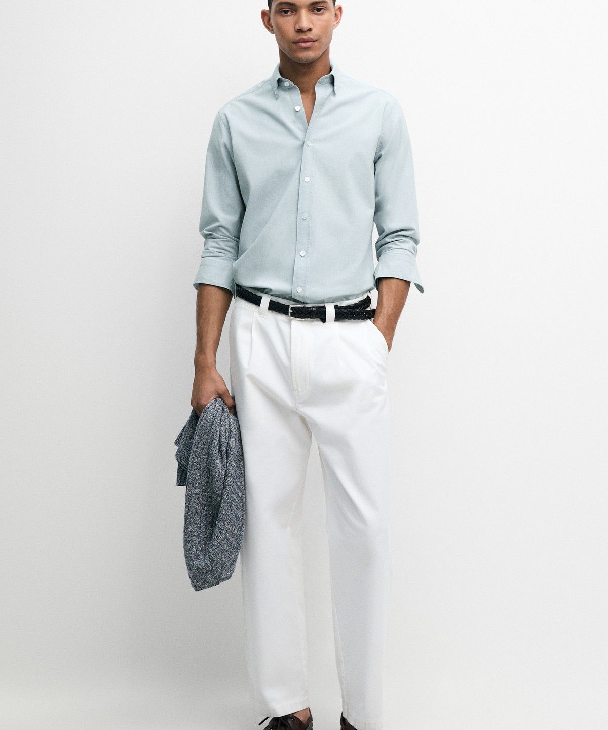 마시모두띠(MASSIMO DUTTI) 100% 코튼 데님 셔츠