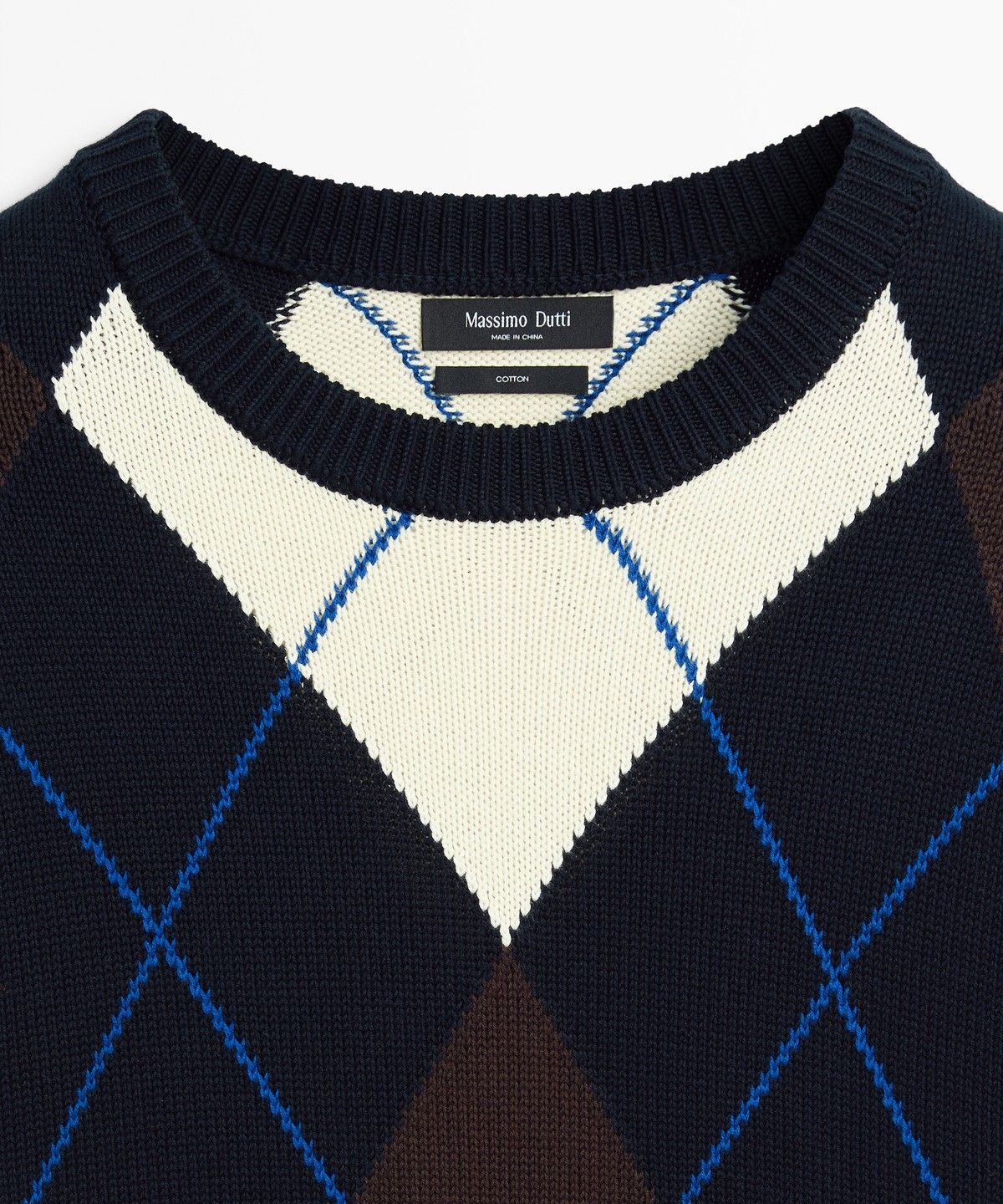 마시모두띠(MASSIMO DUTTI) 다이아 패턴 100% 코튼 니트 스웨터