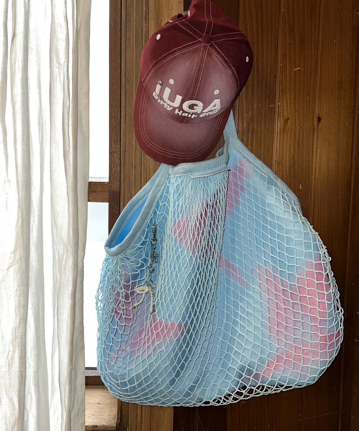 이우가마카라스(IUGAMAKARAS) Wavy Layered Net Bag (Blue)