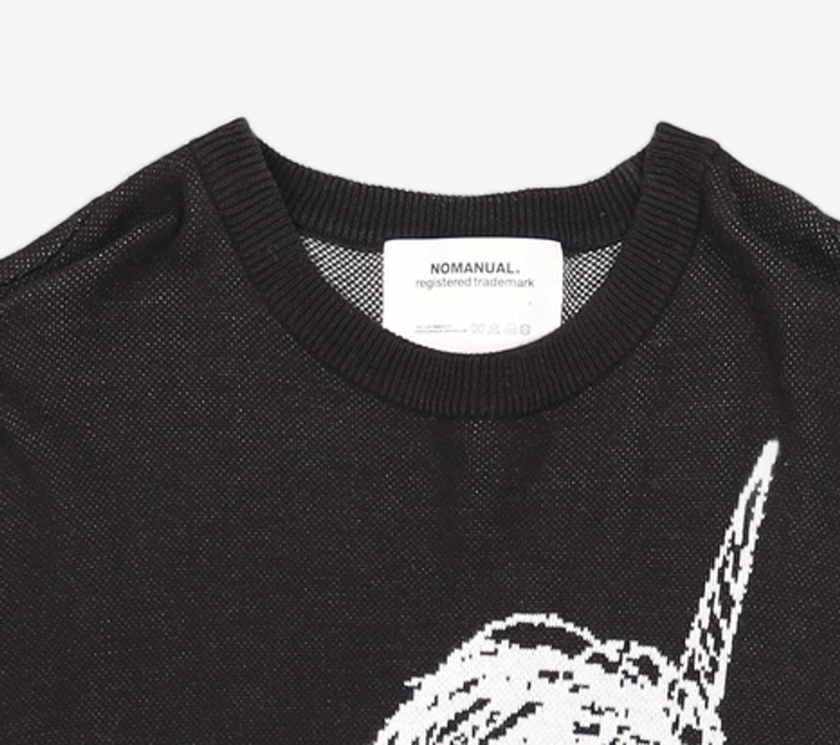 노매뉴얼(NOMANUAL) UNICORN JACQUARD KNIT - BLACK L