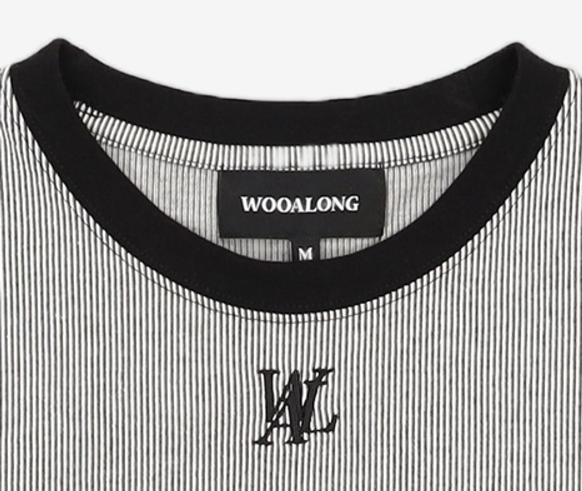 우알롱(WOOALONG) Stripe slim T-shirts - BLACK M