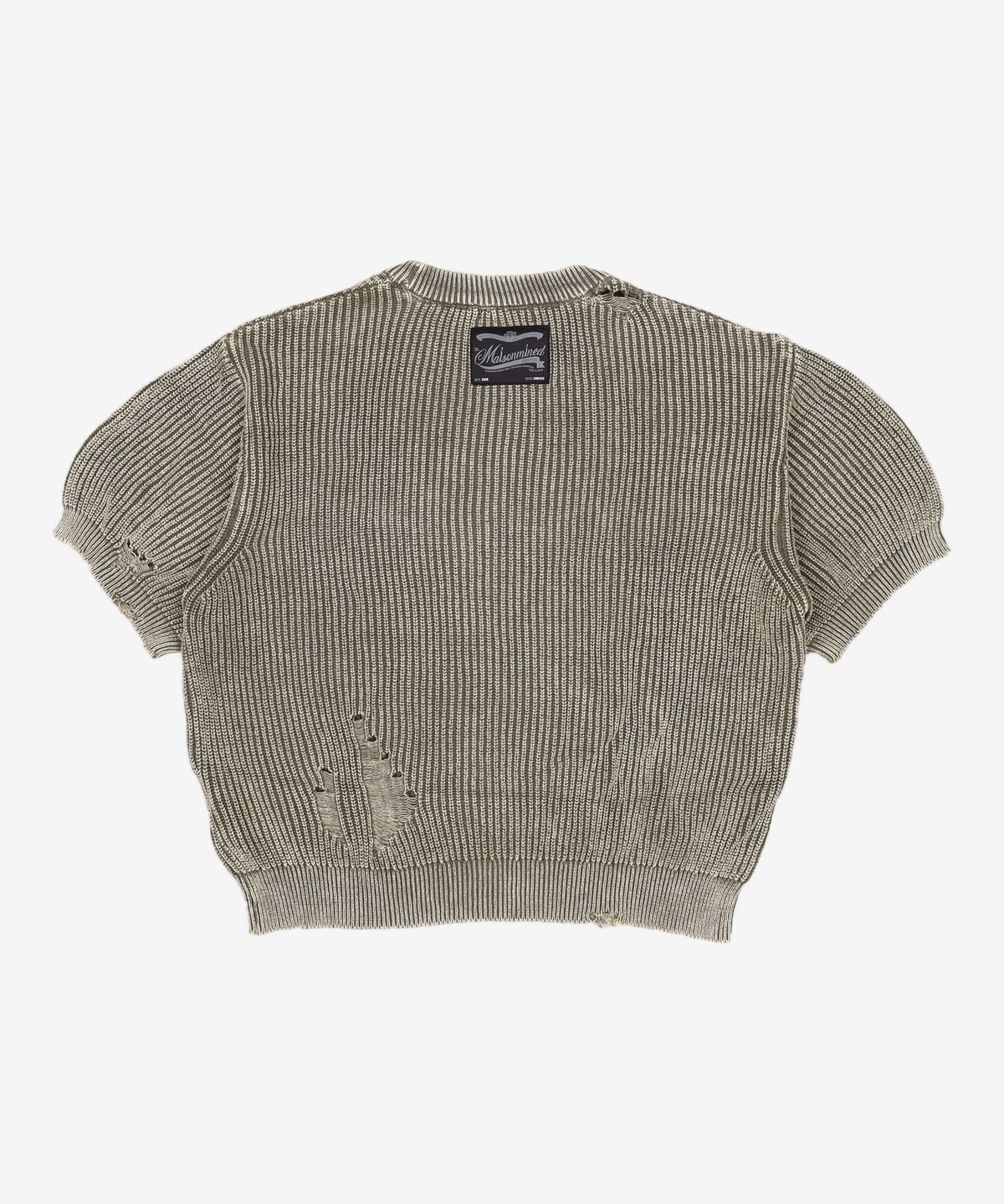 메종미네드(MAISON MINED) DAMAGE COLOUR DYE HALF KNIT GREEN M