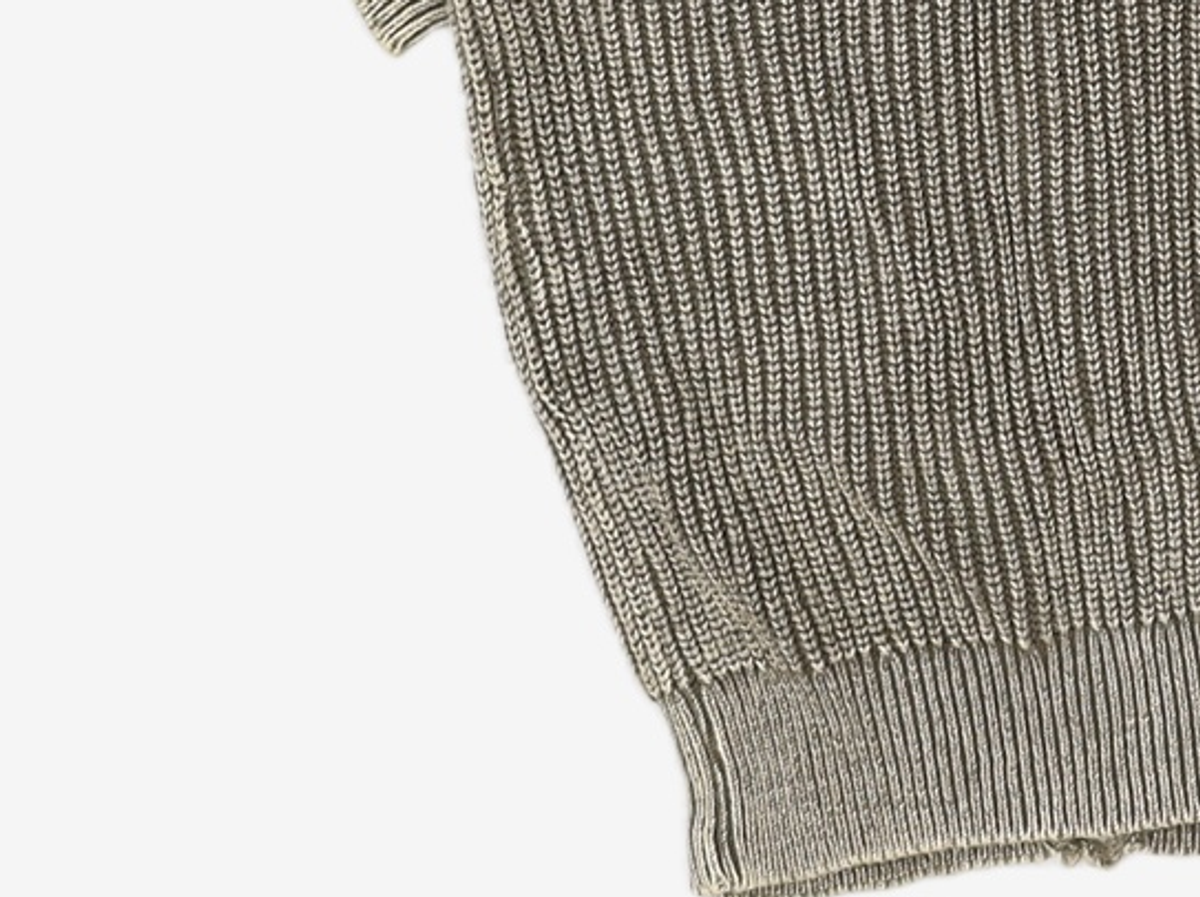 메종미네드(MAISON MINED) DAMAGE COLOUR DYE HALF KNIT GREEN M