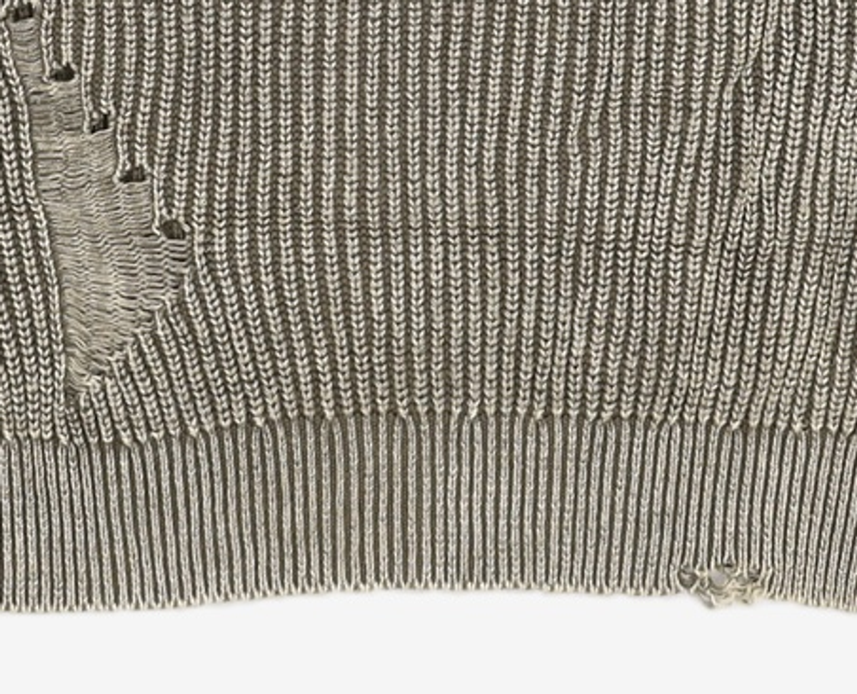메종미네드(MAISON MINED) DAMAGE COLOUR DYE HALF KNIT GREEN M