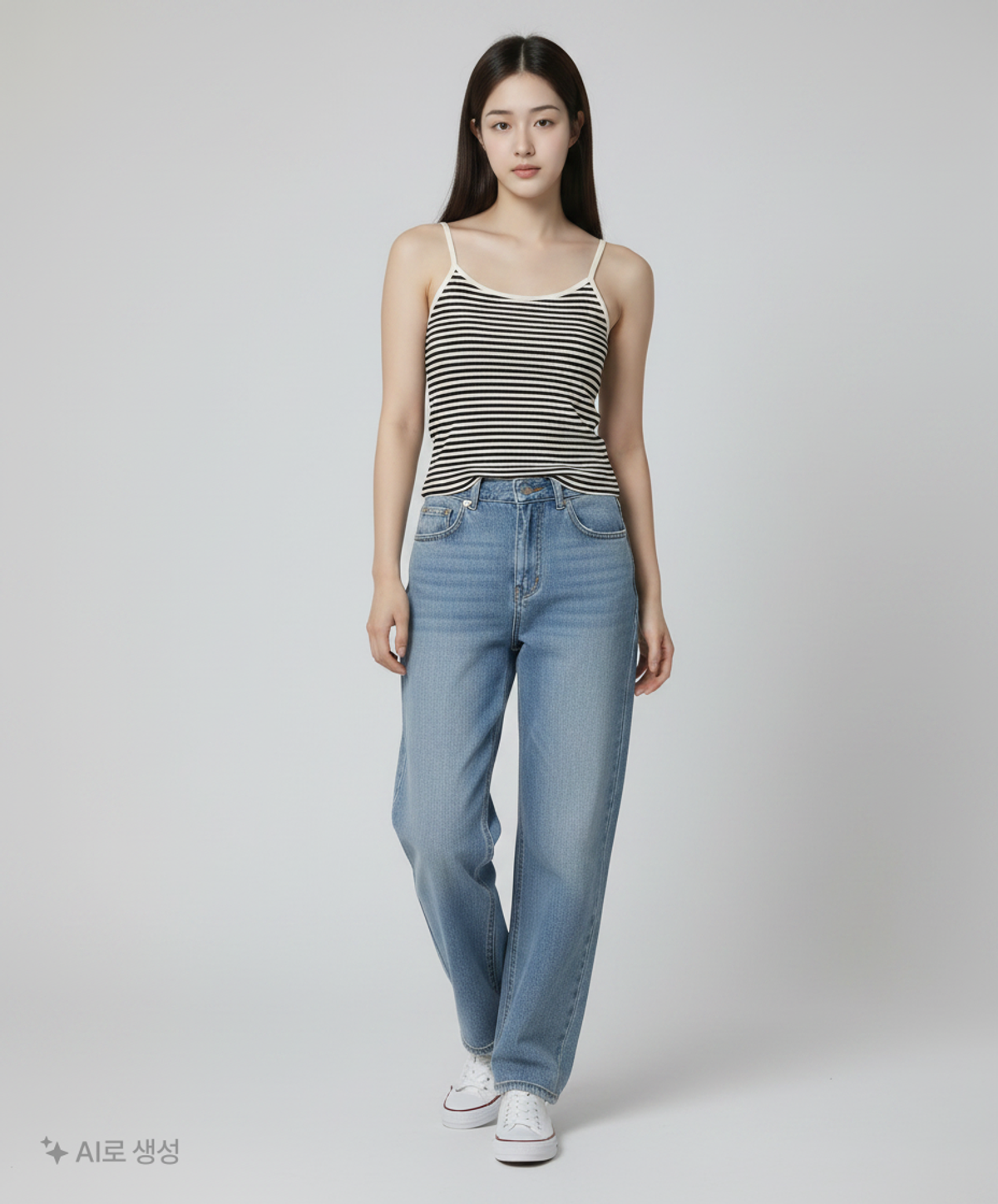 비뮤즈맨션(BEMUSE MANSION) Ribbed stripe sleeveless - Black stripe FREE