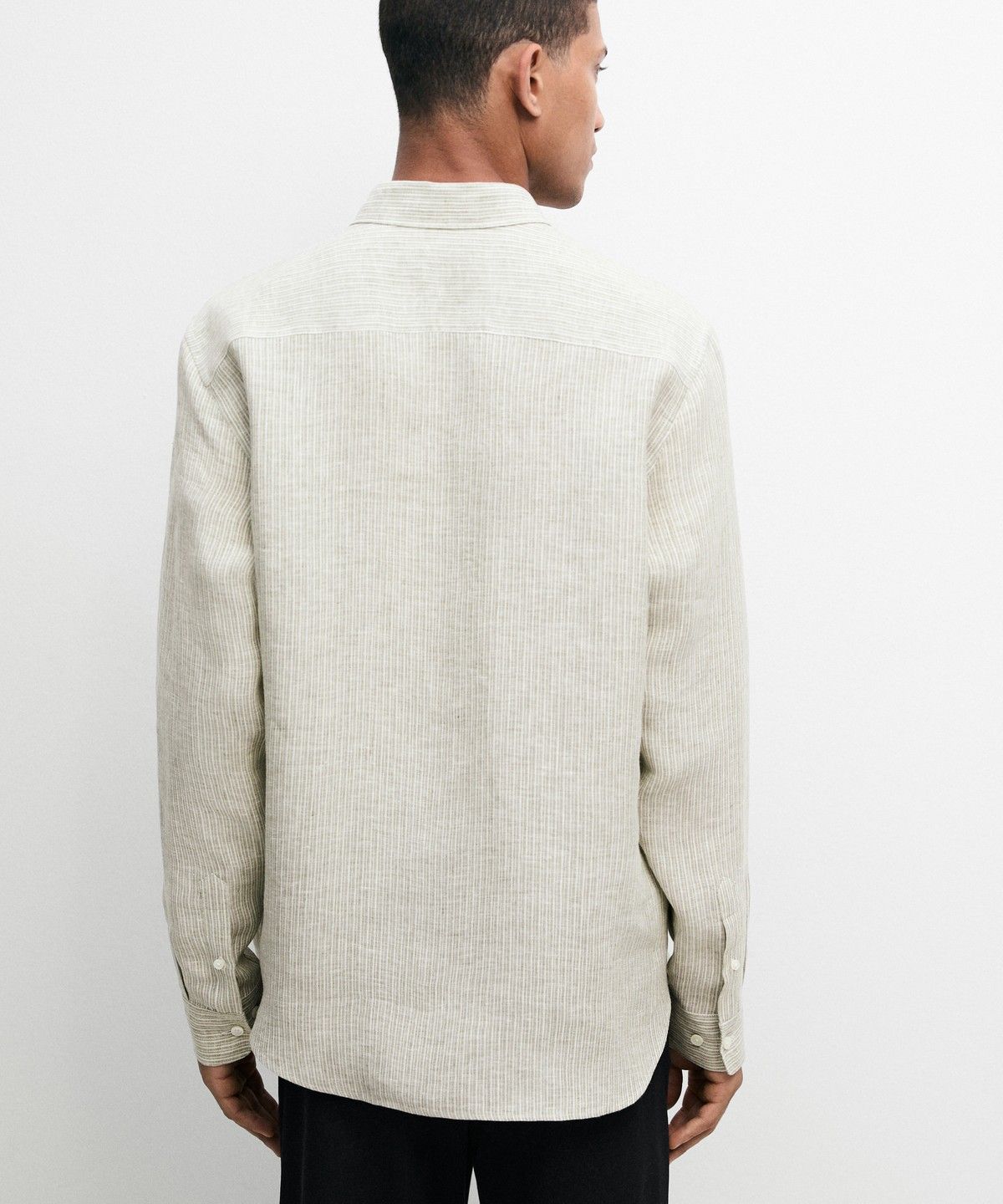 마시모두띠(MASSIMO DUTTI) 100% 린넨 레귤러 핏 스트라이프 셔츠