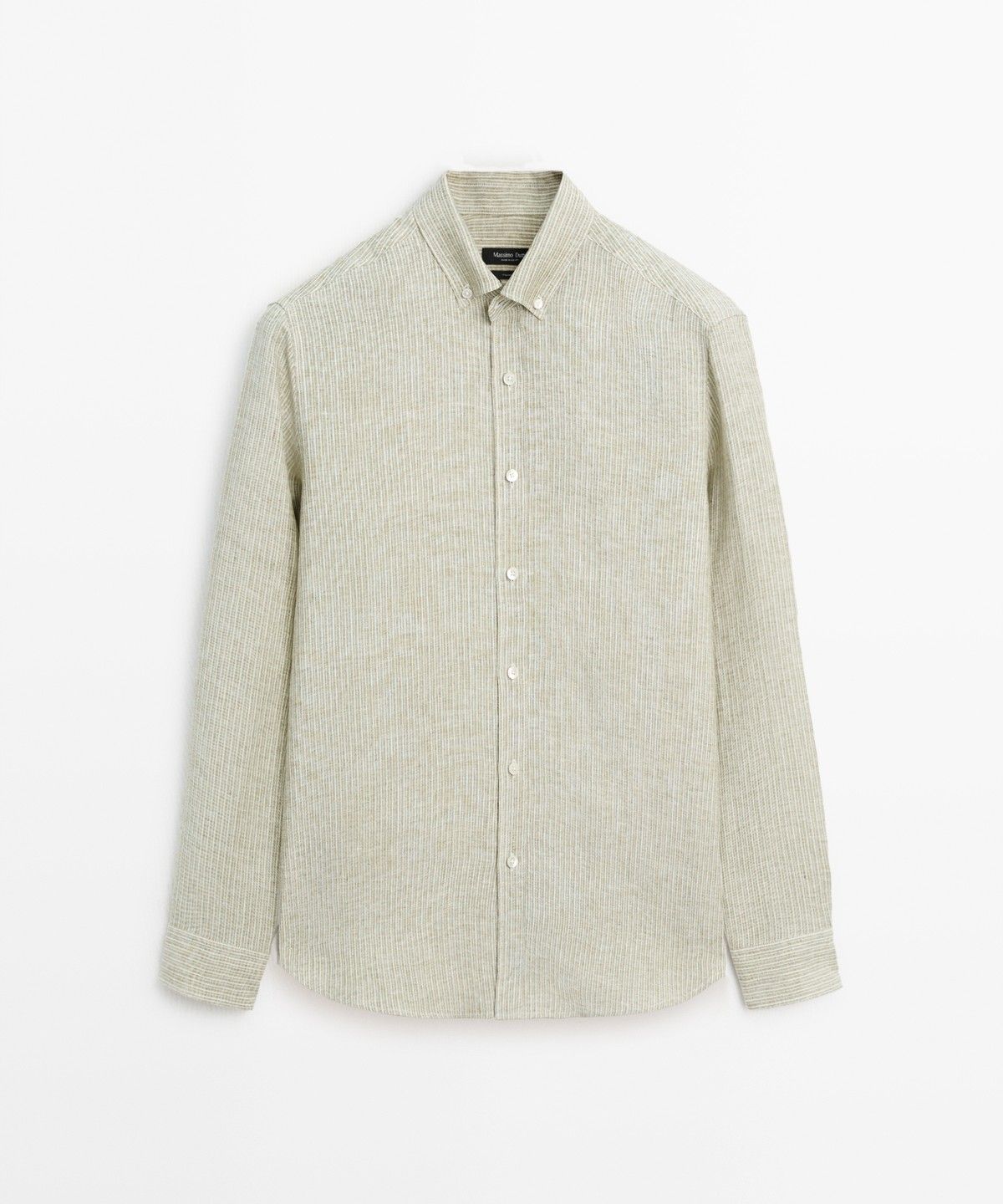 마시모두띠(MASSIMO DUTTI) 100% 린넨 레귤러 핏 스트라이프 셔츠