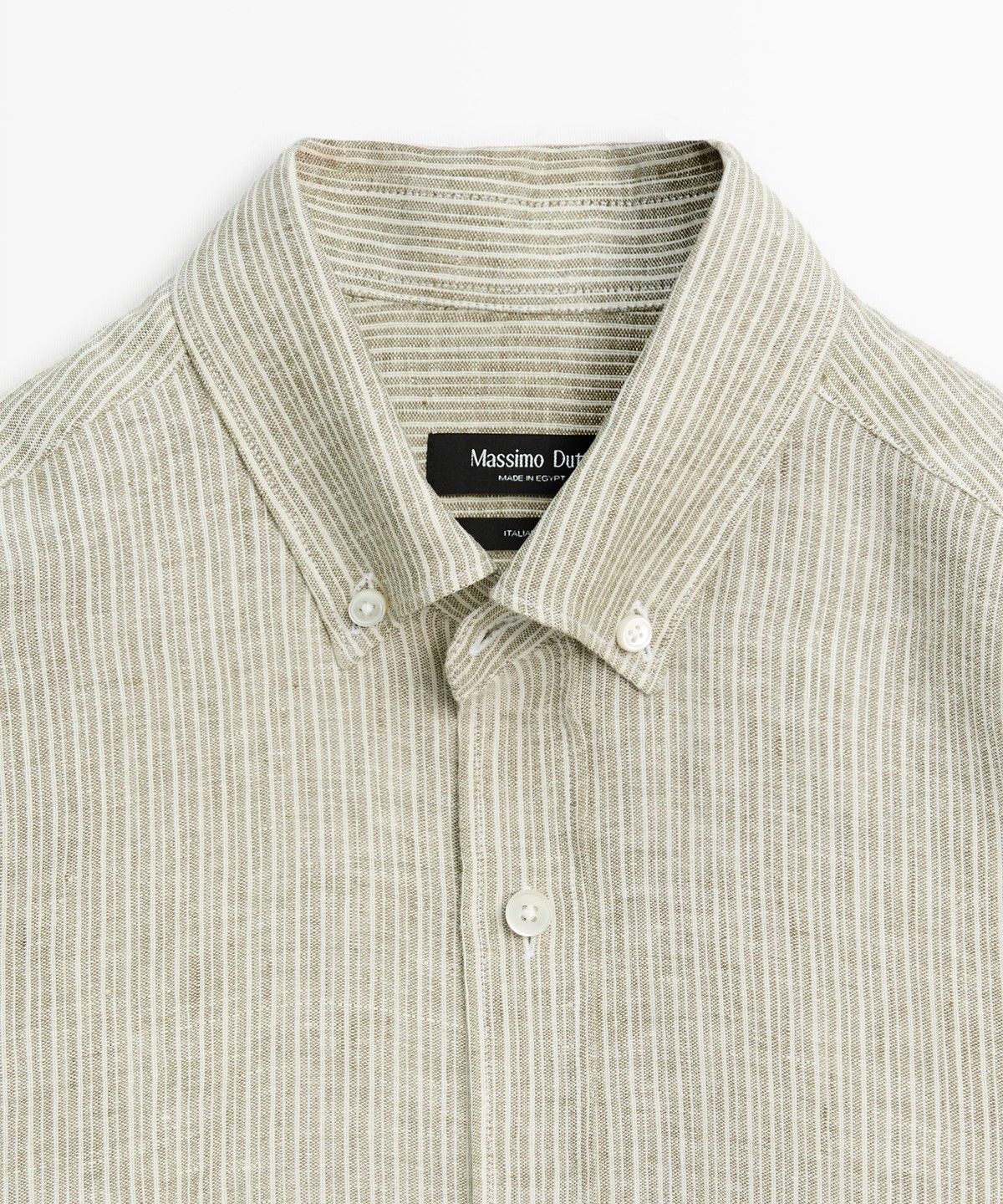 마시모두띠(MASSIMO DUTTI) 100% 린넨 레귤러 핏 스트라이프 셔츠