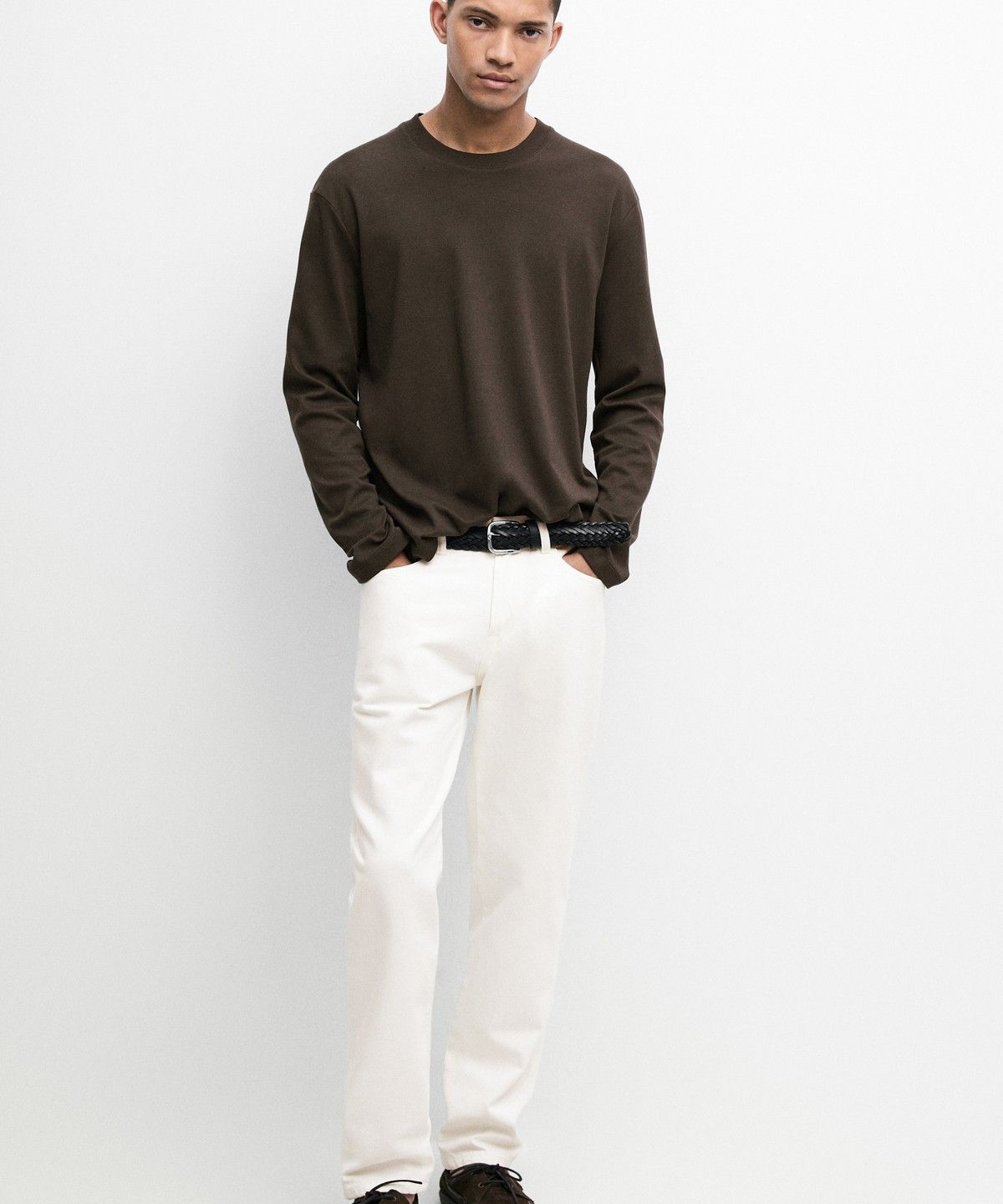 마시모두띠(MASSIMO DUTTI) 100% 코튼 긴소매 티셔츠