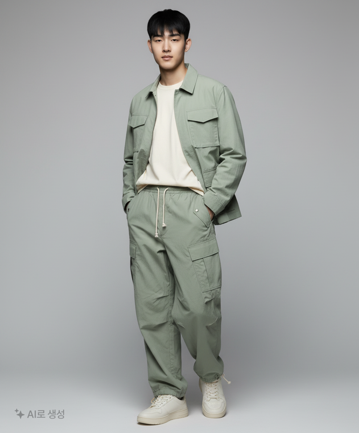 에이카화이트(AECA) CARGO PARACHUTE PANTS-GREY L