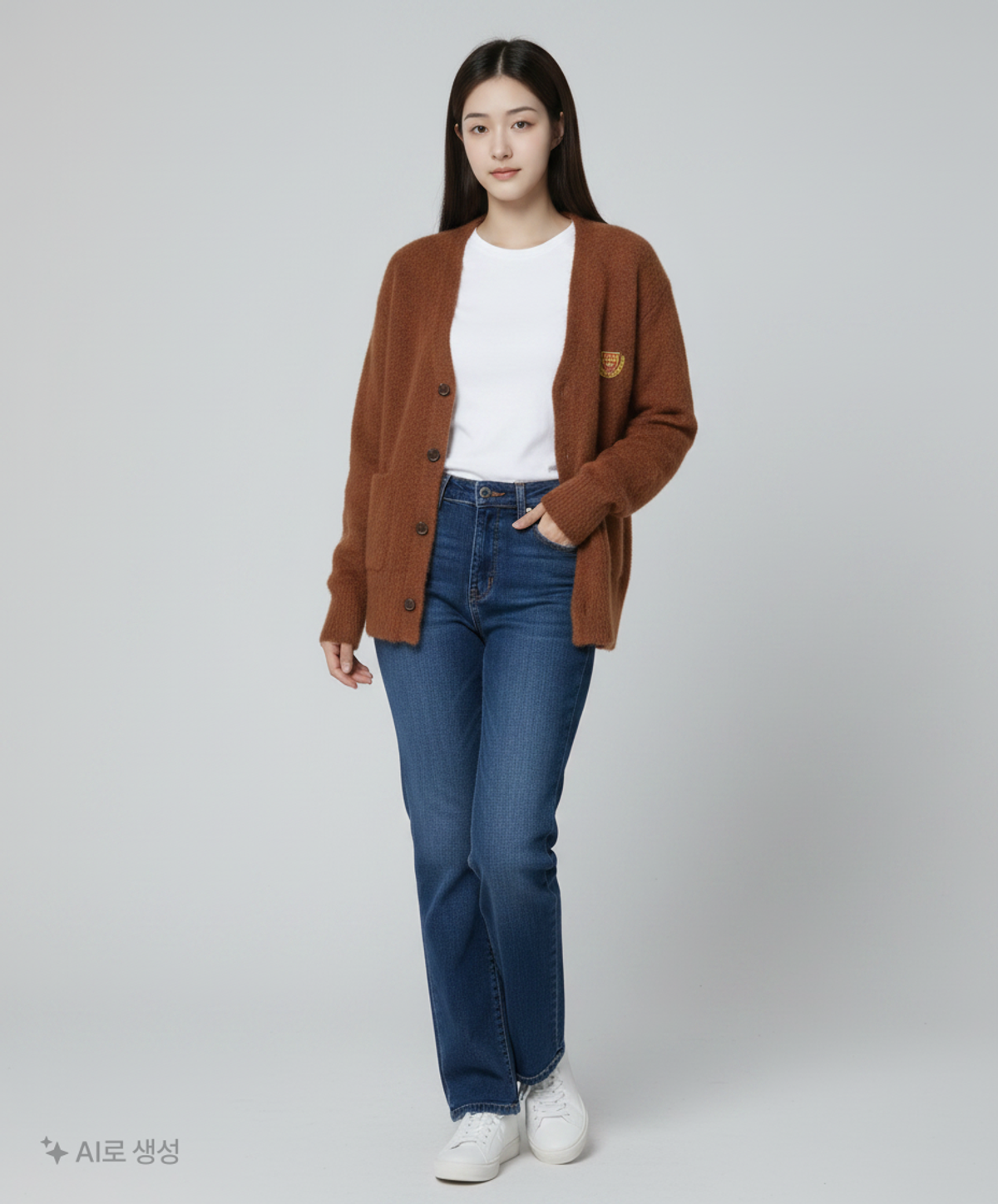 오아이오아이 컬렉션(OIOI COLLECTION) NEW VARSITY LOGO CARDIGAN [BROWN] M