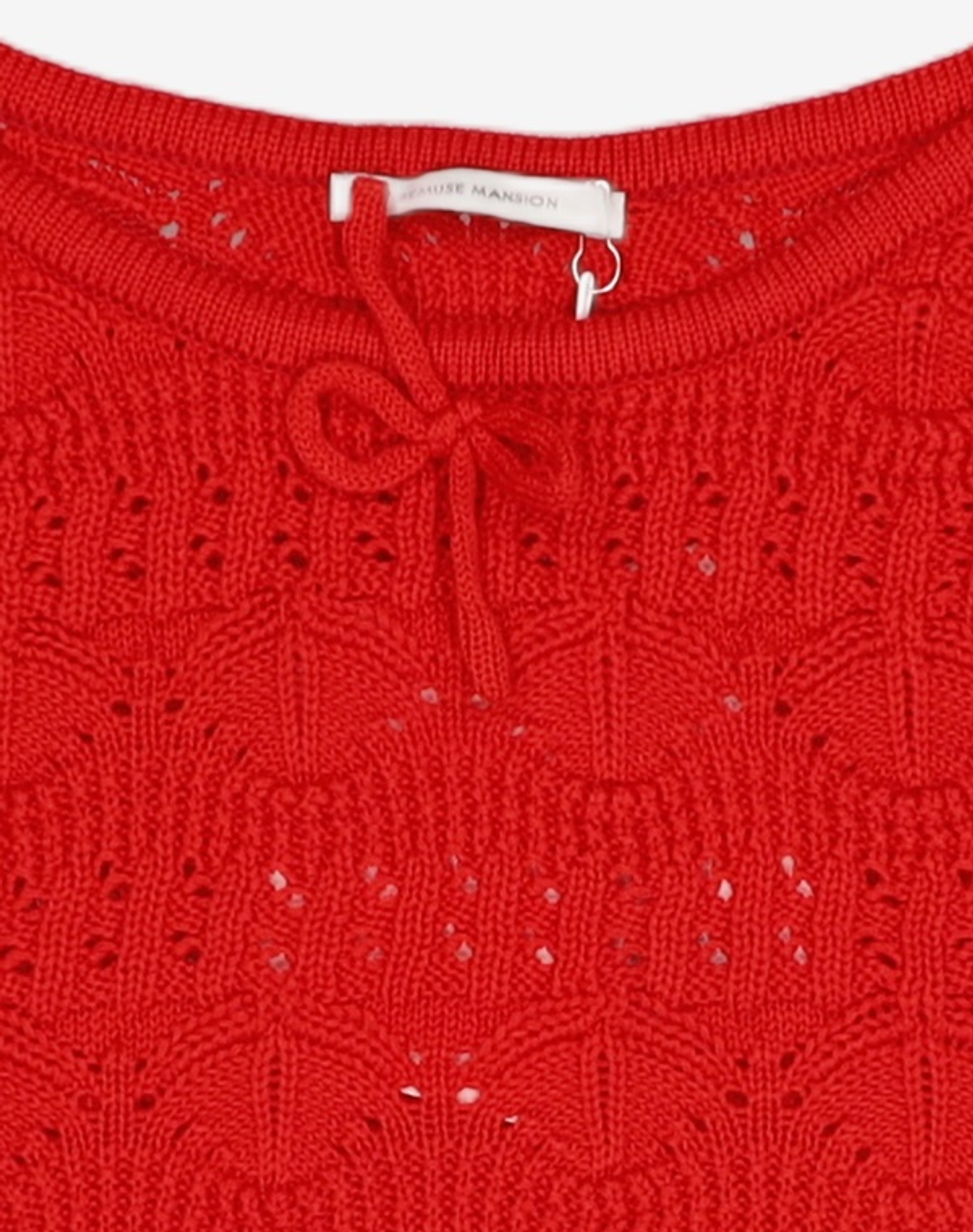 비뮤즈맨션(BEMUSE MANSION) Ribbon point punching bustier knit - Red FREE