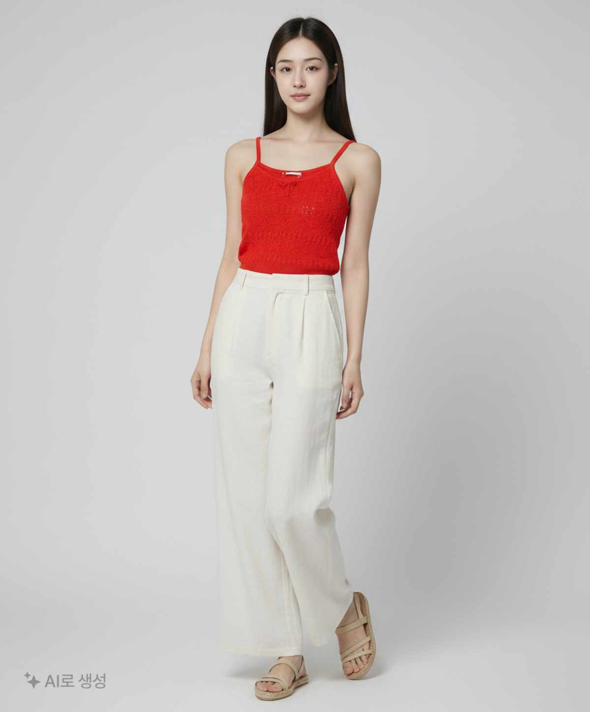 비뮤즈맨션(BEMUSE MANSION) Ribbon point punching bustier knit - Red FREE