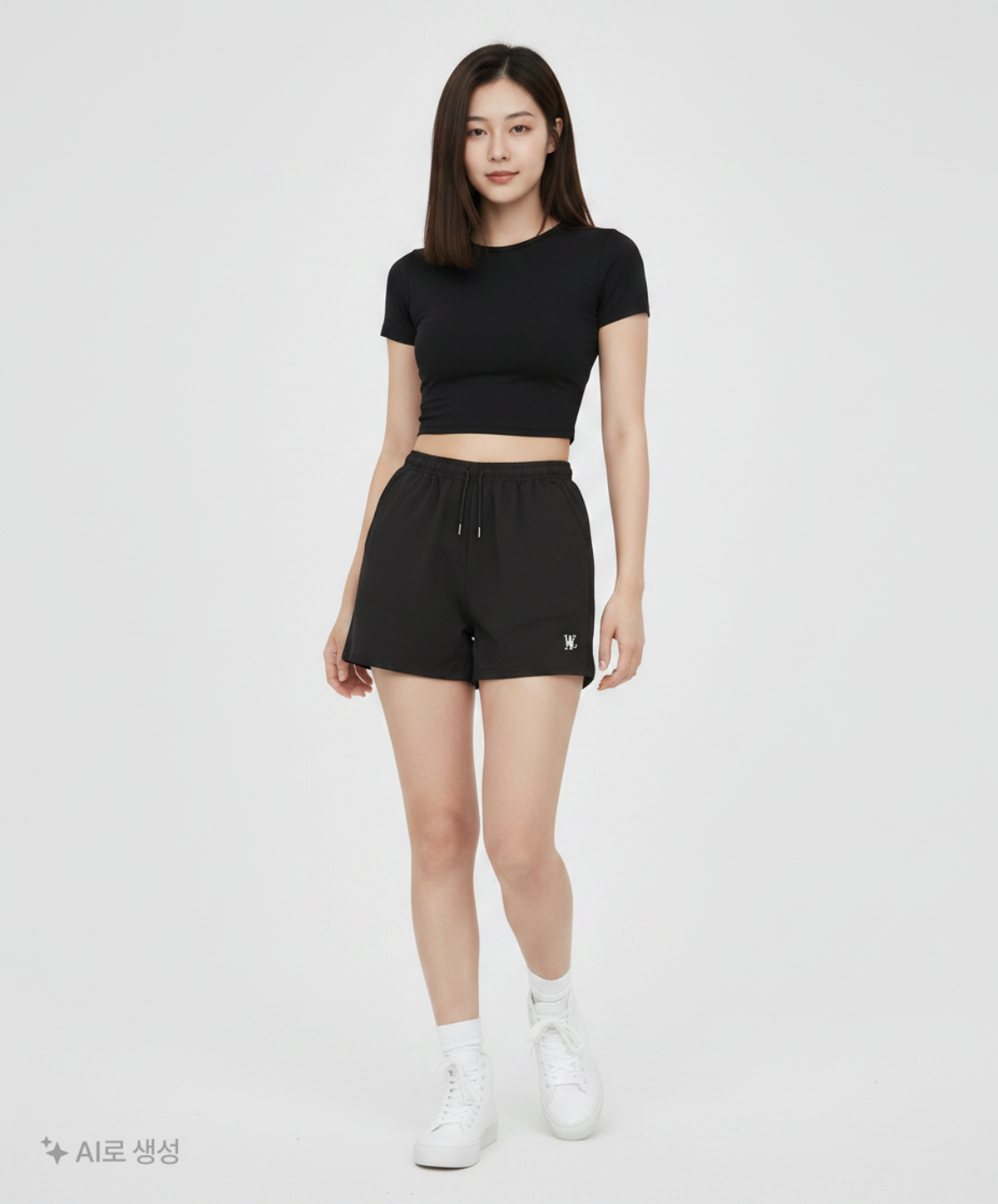우알롱(WOOALONG) Signature summer half pants - BLACK S
