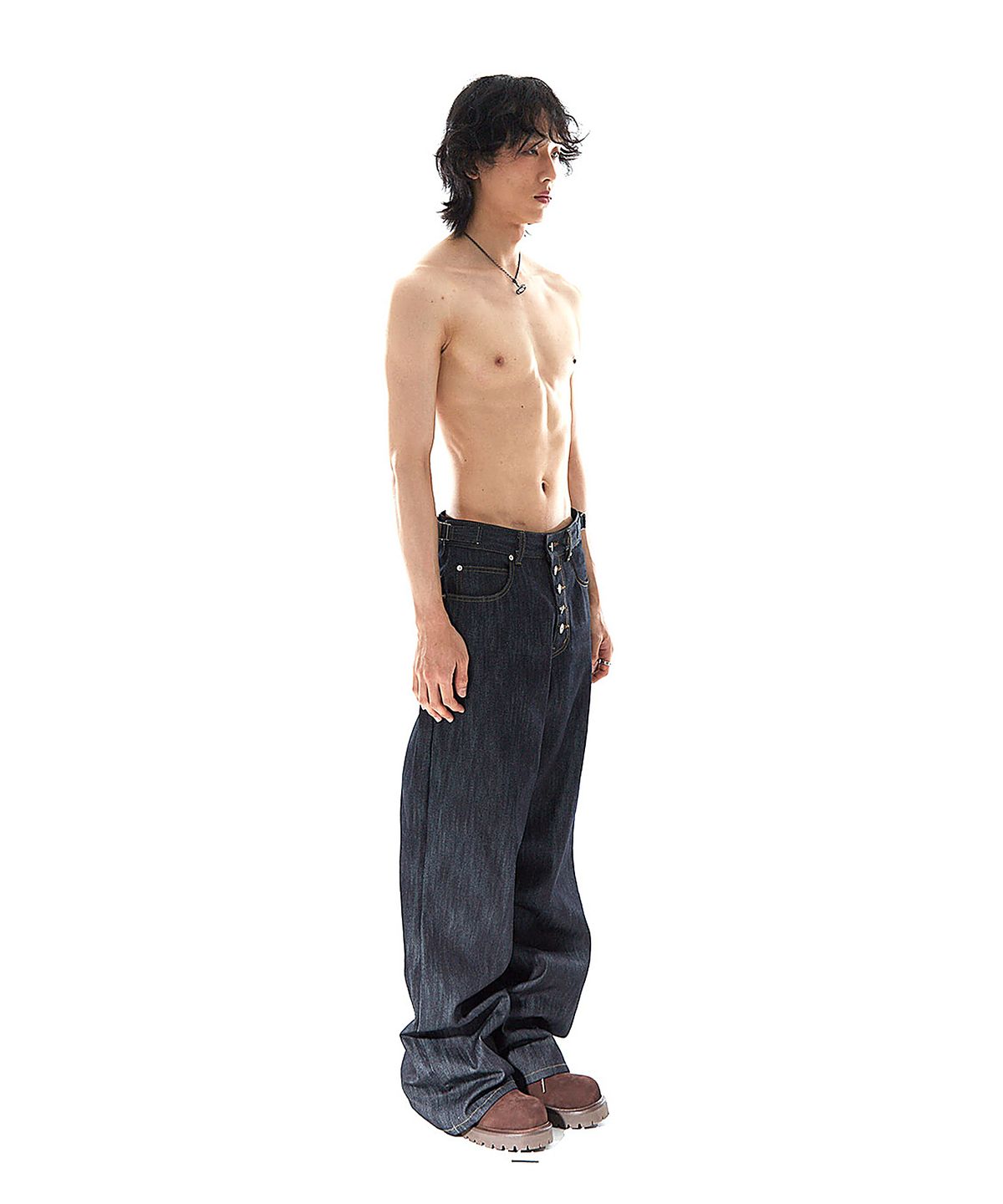 043Y(043Y) TRIBAL RAW DENIM LOOSE PANTS