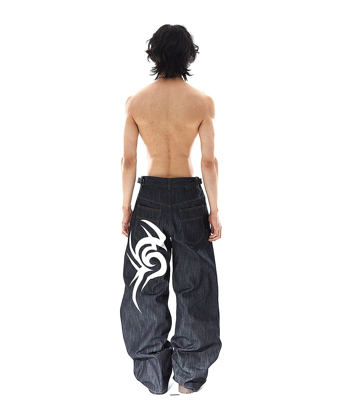043Y(043Y) TRIBAL RAW DENIM LOOSE PANTS