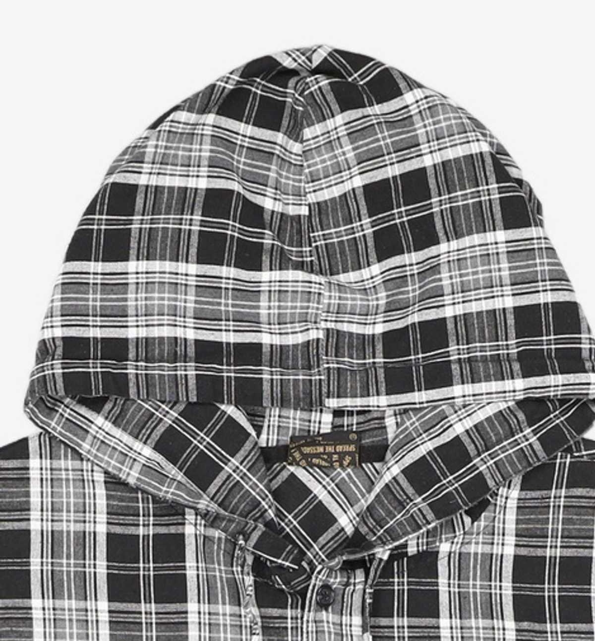 브라운브레스(BROWNBREATH) TAG CHECK HOOD SHIRTS - BLACK L