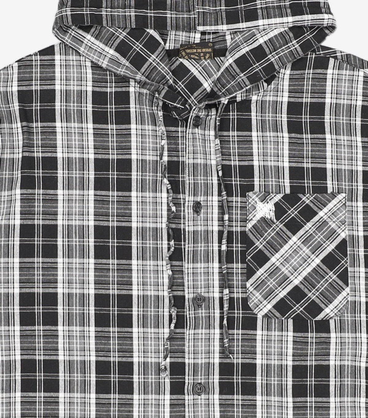 브라운브레스(BROWNBREATH) TAG CHECK HOOD SHIRTS - BLACK L