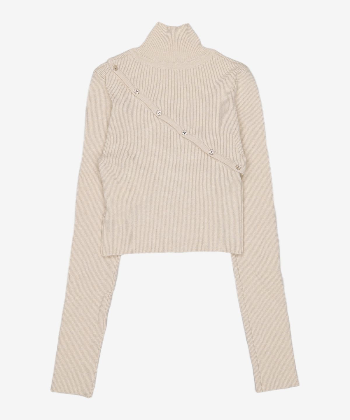 다이애그널(DIAGONAL) POLO NECK BUTTON KNIT TOP (ivory)