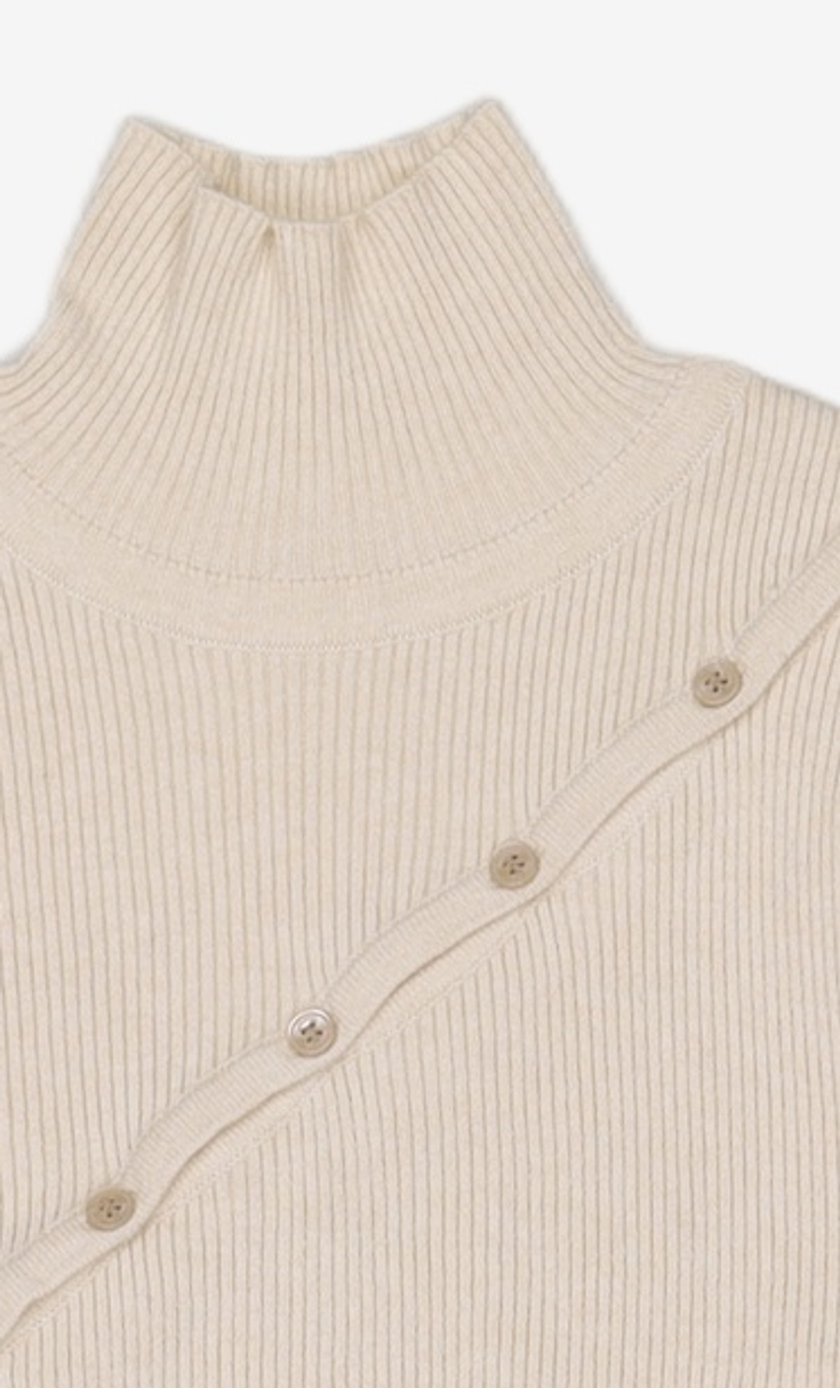 다이애그널(DIAGONAL) POLO NECK BUTTON KNIT TOP (ivory)