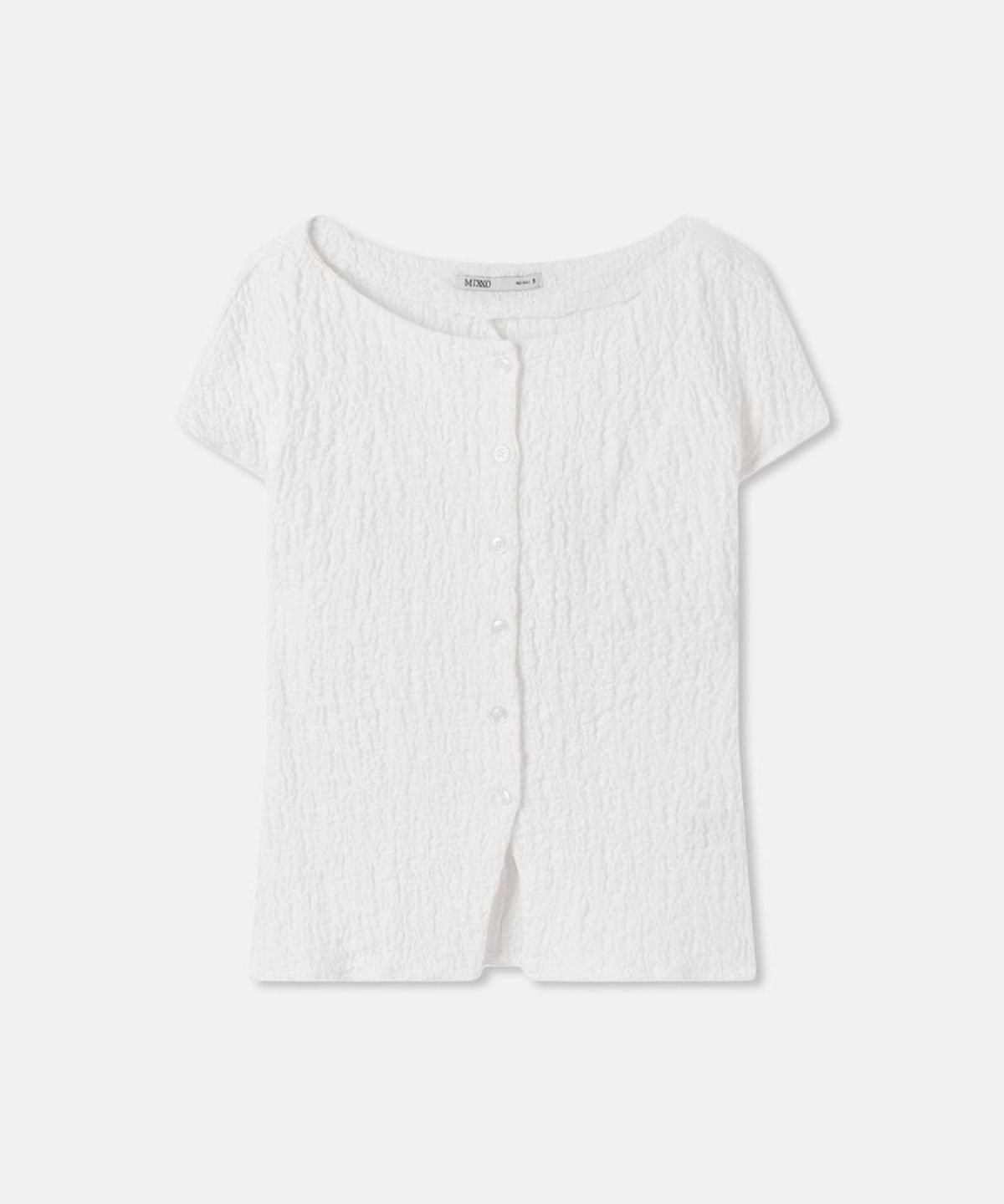미쏘(MIXXO) [에센셜] 라운드넥 텍스처 블라우스 RE BWG720A_MIWBWG90QA