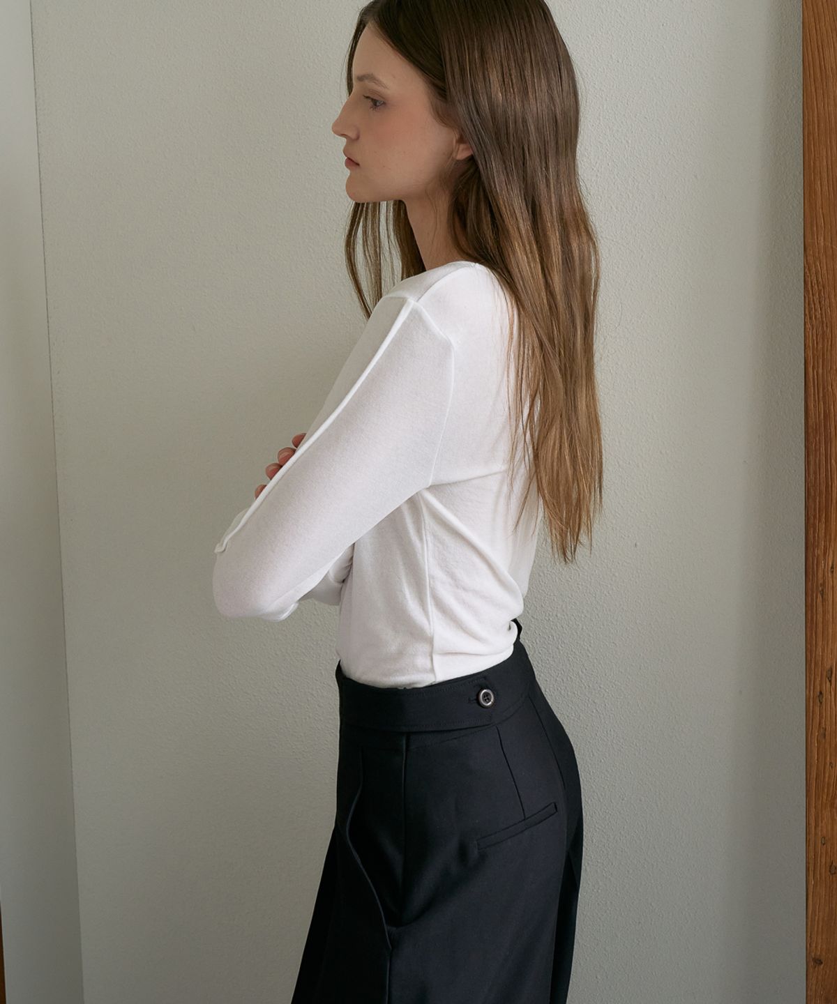 드헤베(DEHEVE) Tailored Wide Slacks [Black]