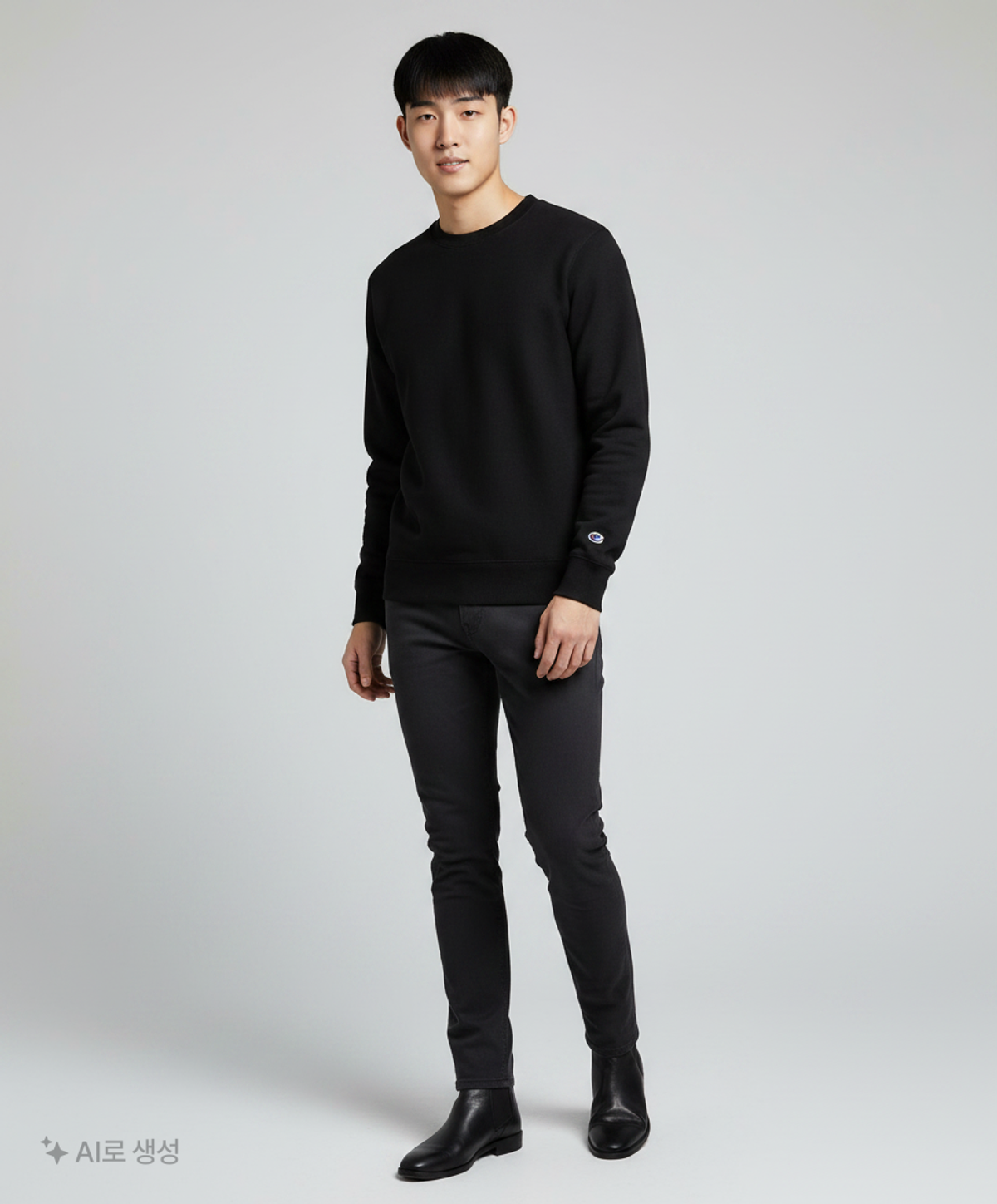 챔피온(CHAMPION) [S600BK] 더블 드라이 에코 플리스 크루-블랙 XL