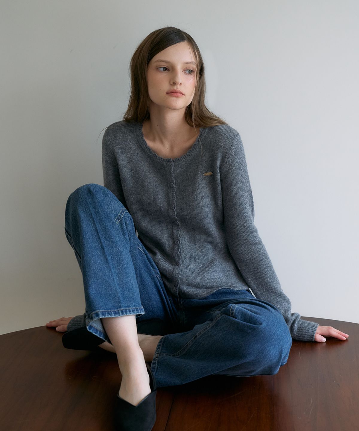 드헤베(DEHEVE) Tailored Straight Denim Pants [Dark Blue]