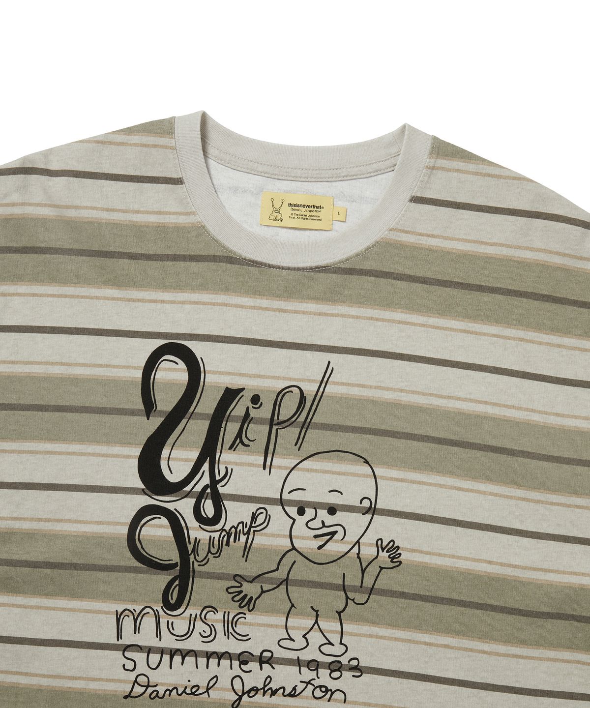 디스이즈네버댓(THISISNEVERTHAT) TNT Daniel Johnston Yip Jump Striped Tee Beige
