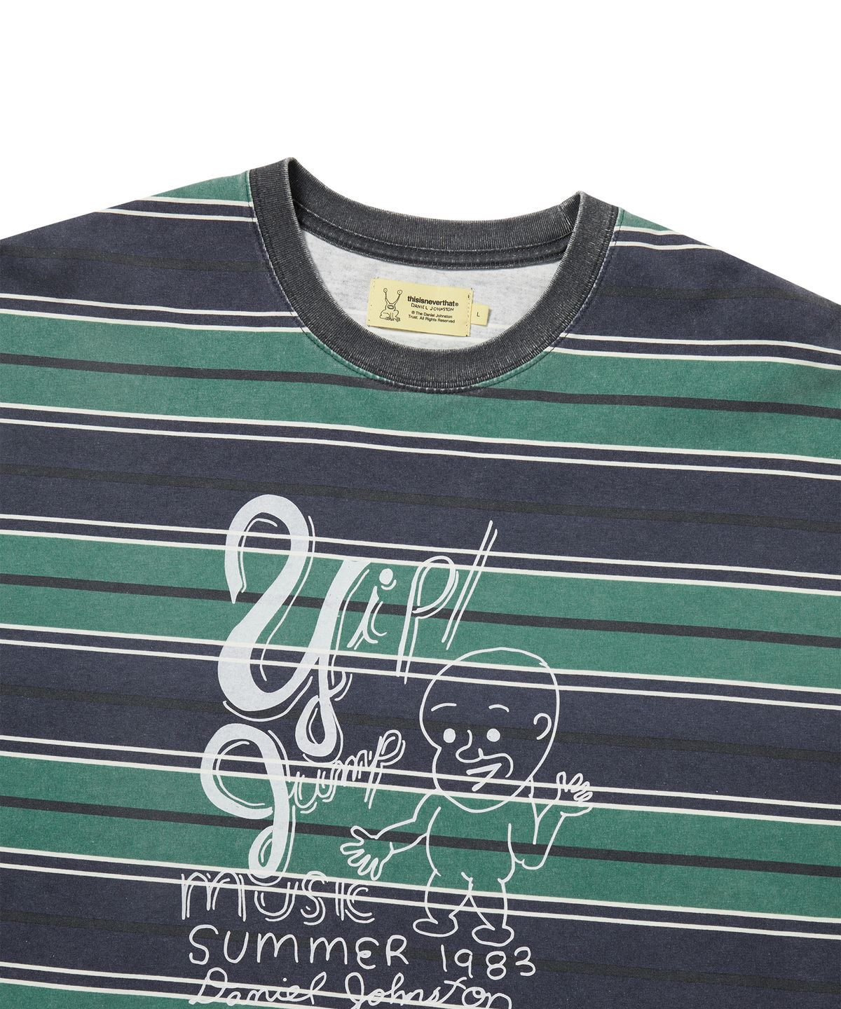 디스이즈네버댓(THISISNEVERTHAT) TNT Daniel Johnston Yip Jump Striped Tee Navy