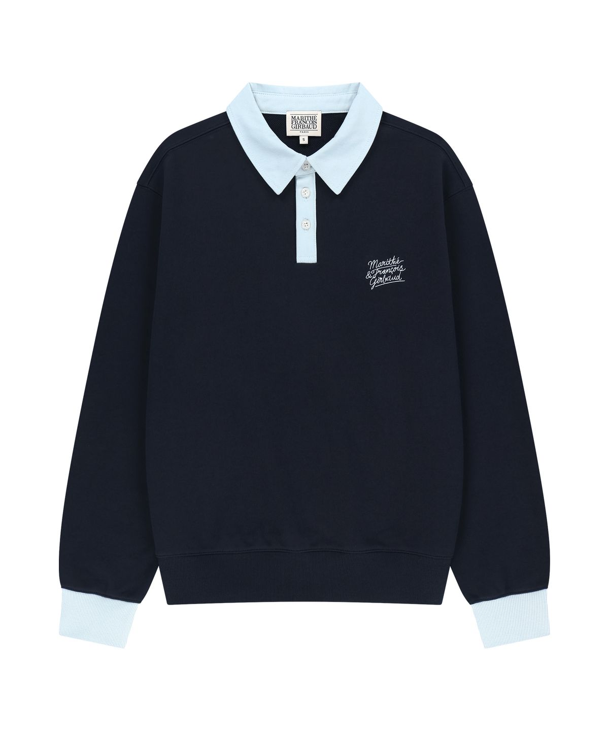 마리떼 프랑소와 저버(MARITHÉ + FRANҪOIS GIRBAUD) COLOR BLOCK COLLAR SWEATSHIRT navy