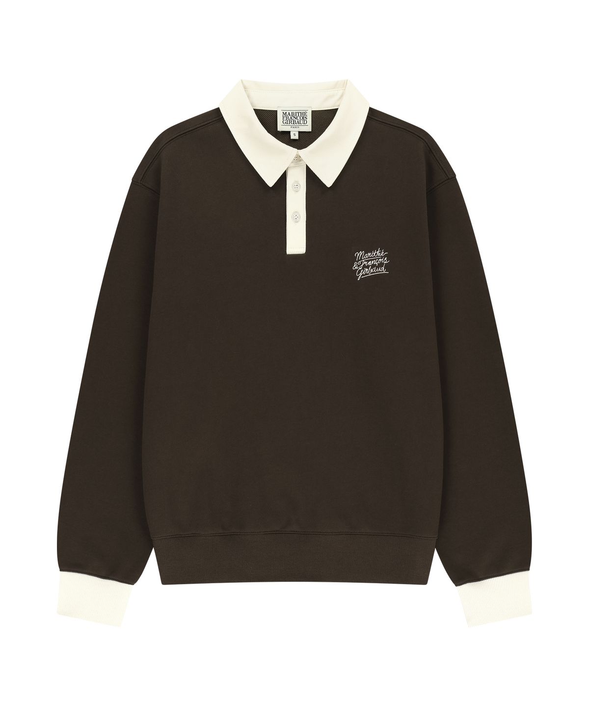 마리떼 프랑소와 저버(MARITHÉ + FRANҪOIS GIRBAUD) COLOR BLOCK COLLAR SWEATSHIRT dark brown
