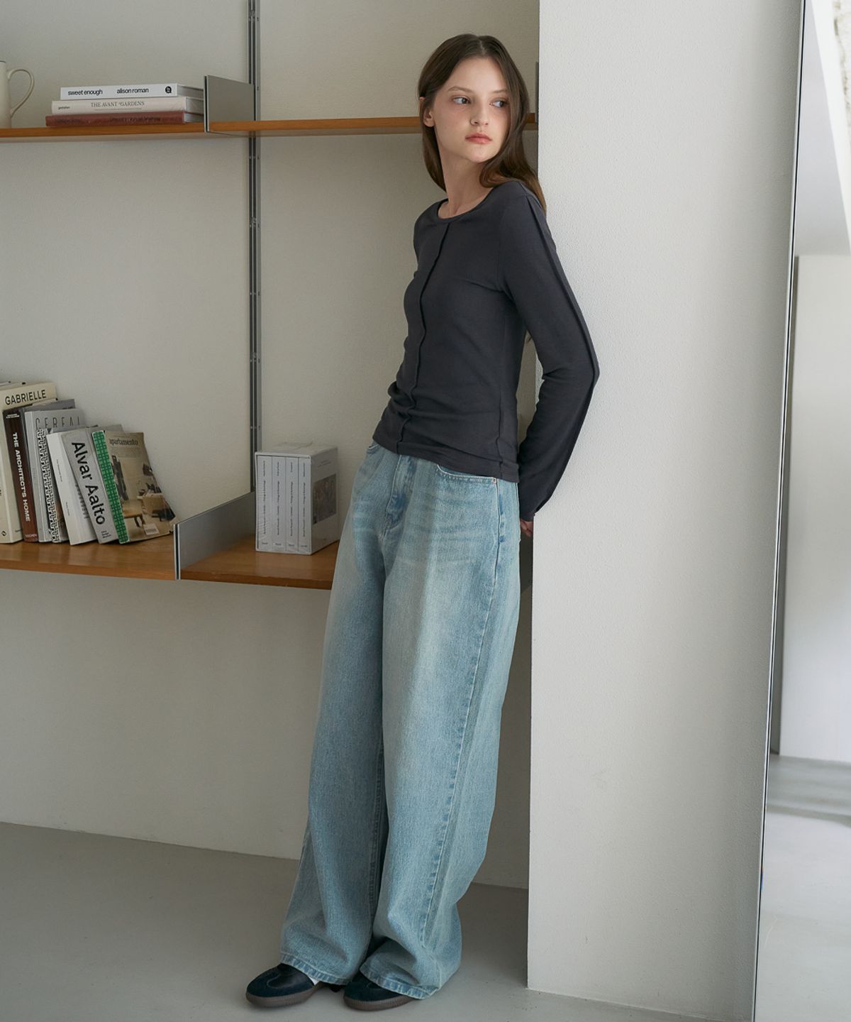 드헤베(DEHEVE) Soft Layer Slim Long Sleeve [Charcoal]