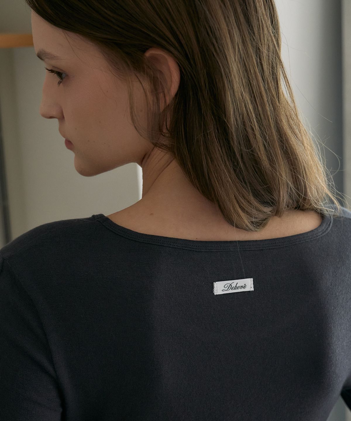 드헤베(DEHEVE) Soft Layer Slim Long Sleeve [Charcoal]