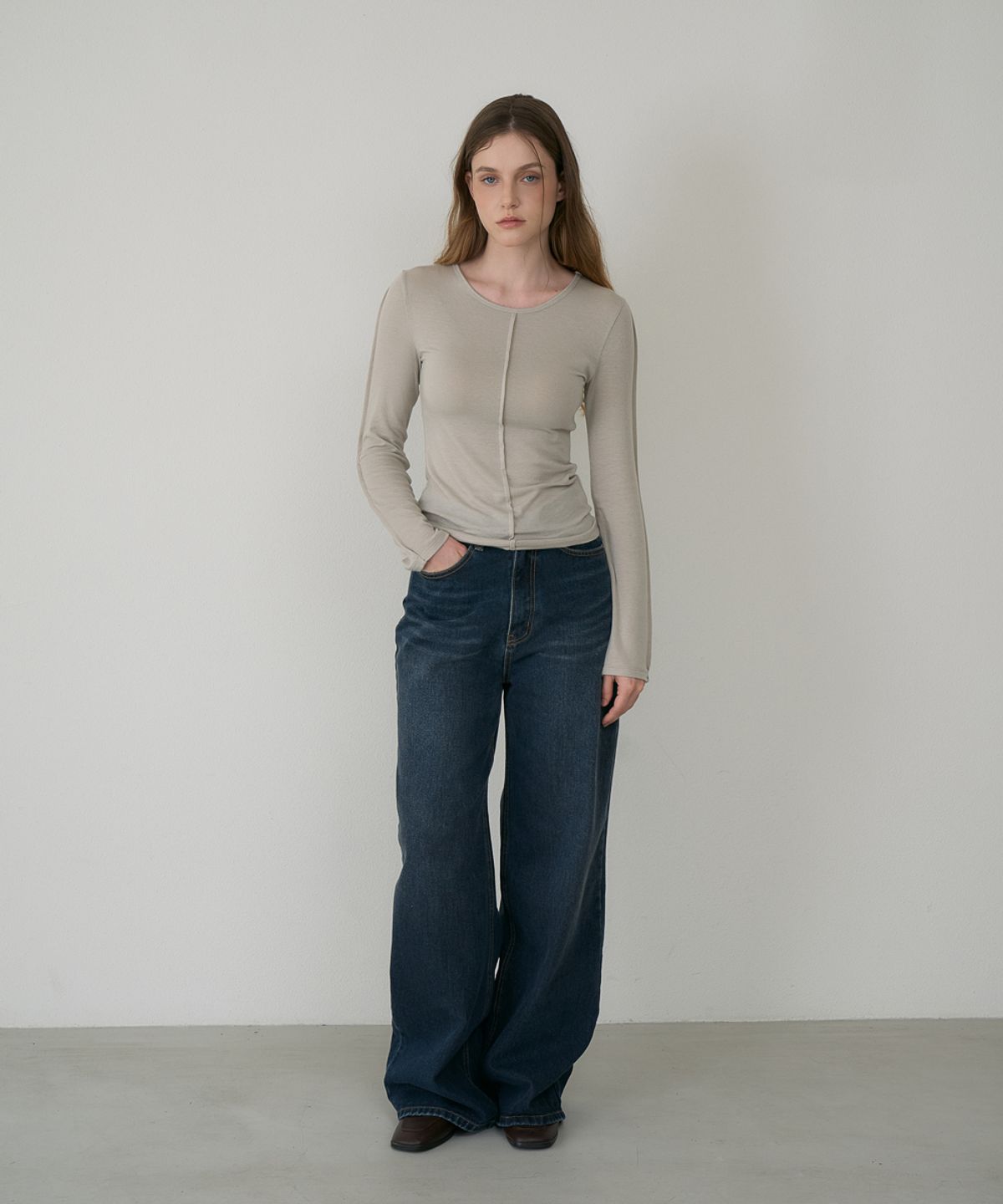 드헤베(DEHEVE) Soft Layer Slim Long Sleeve [Beige]